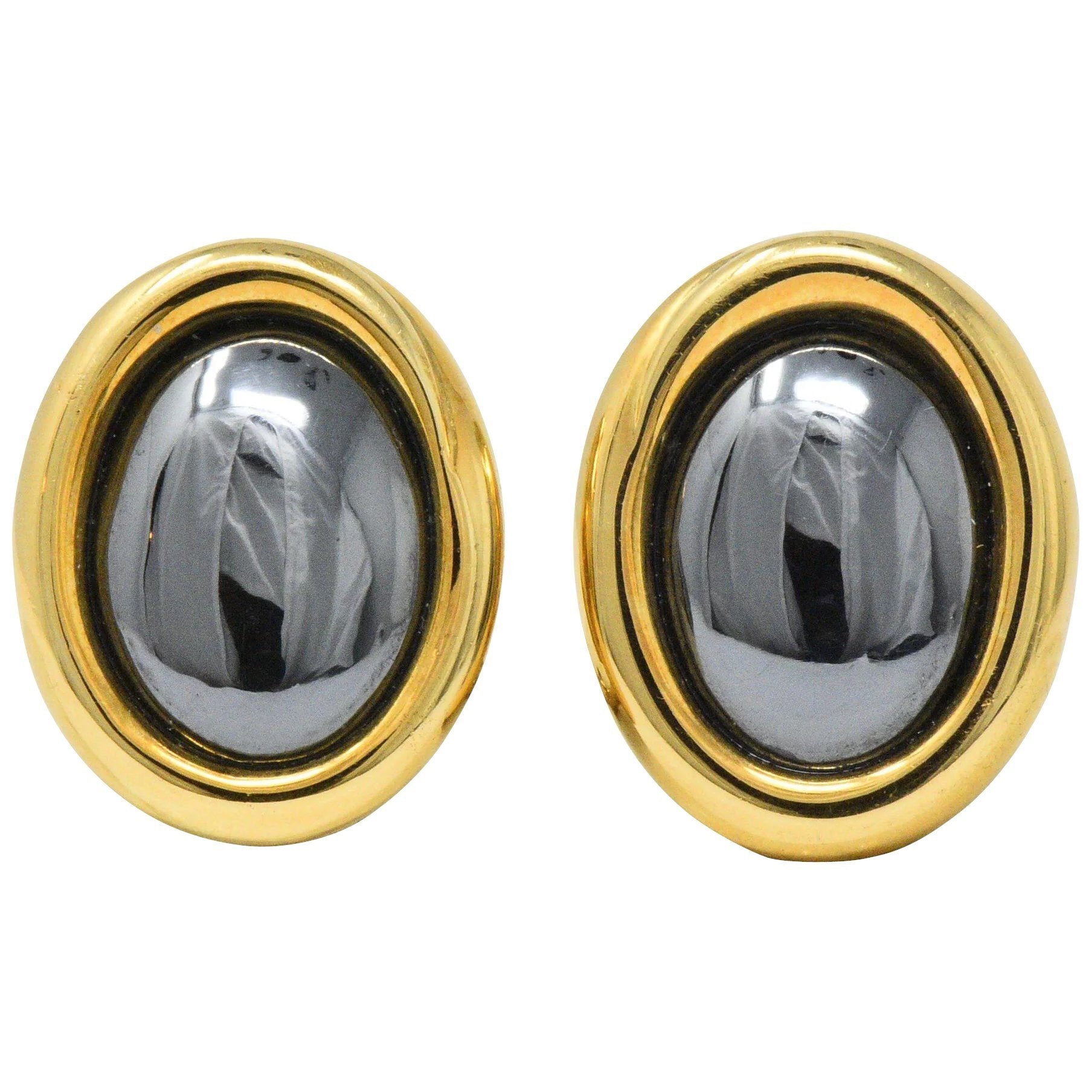 Angela Cummings Tiffany & Co. Hematite 18 Karat Gold Ear-Clips Earrings Wilson's Estate Jewelry