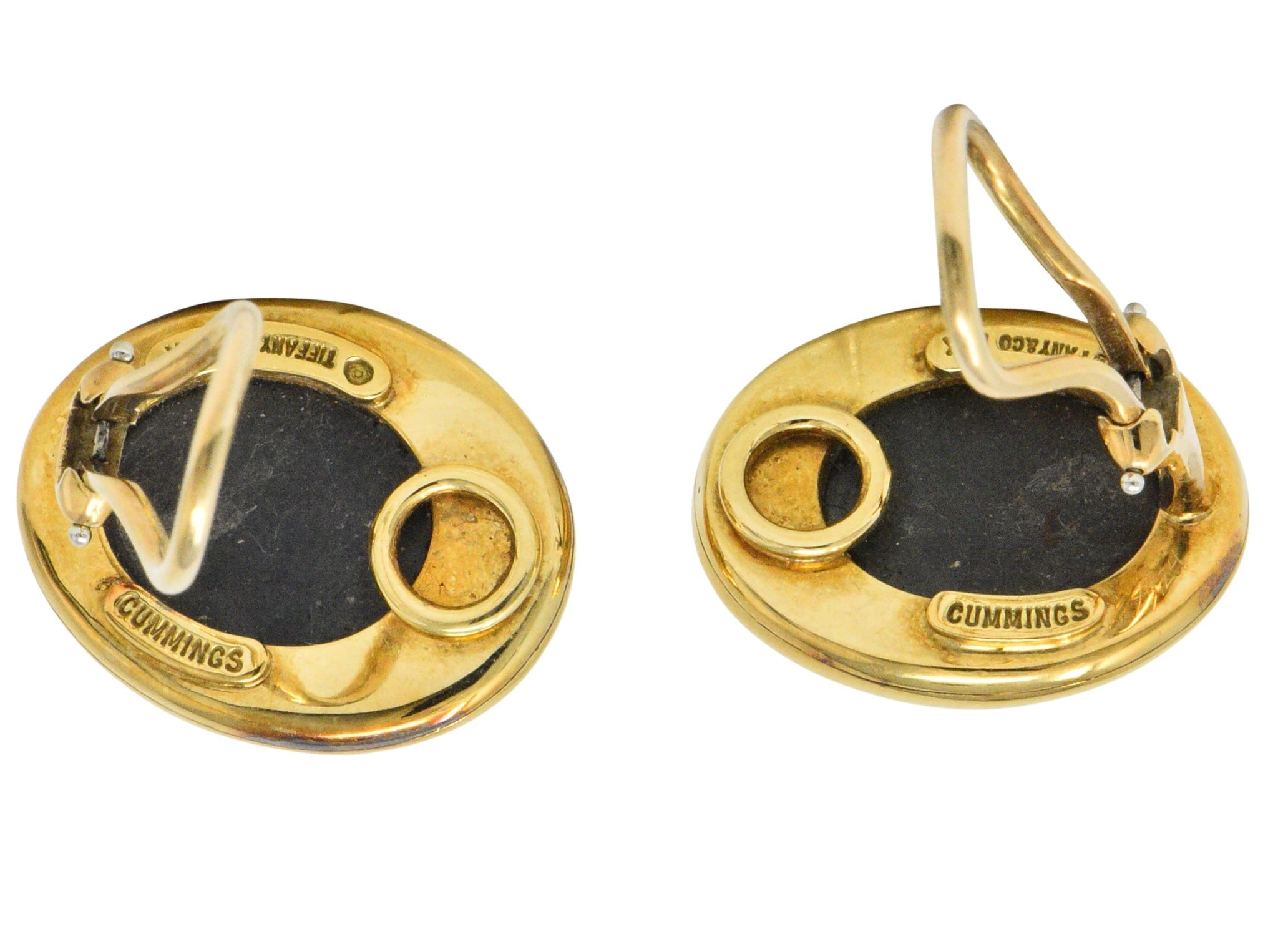 Angela Cummings Tiffany & Co. Hematite 18 Karat Gold Ear-Clips Earrings Wilson's Estate Jewelry
