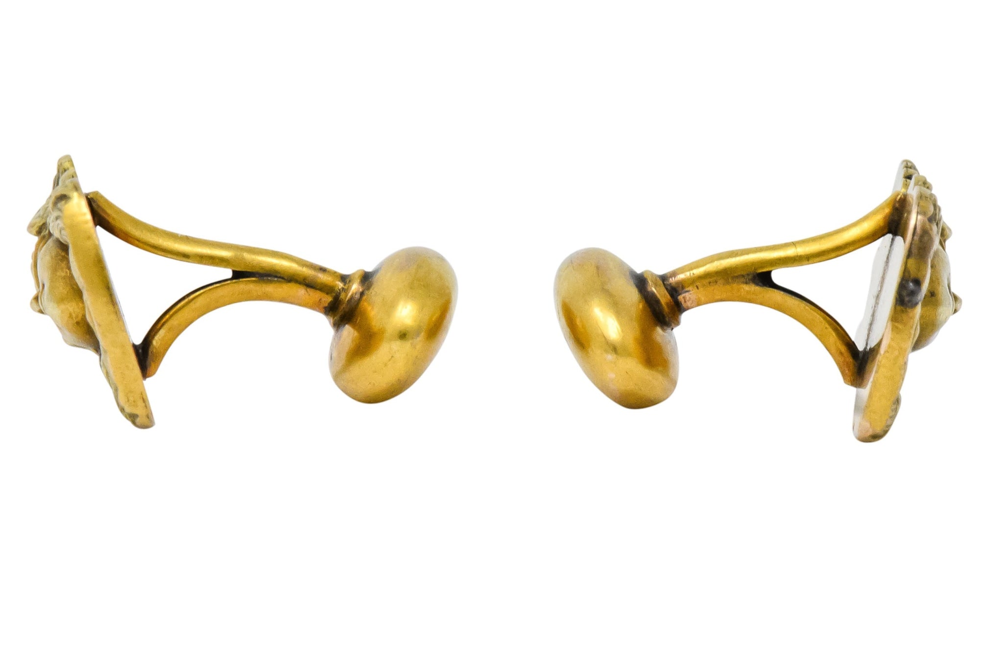 Antique 10 Karat Gold Norse Valkyrie Goddess Men's Cufflinks - Wilson's Estate Jewelry