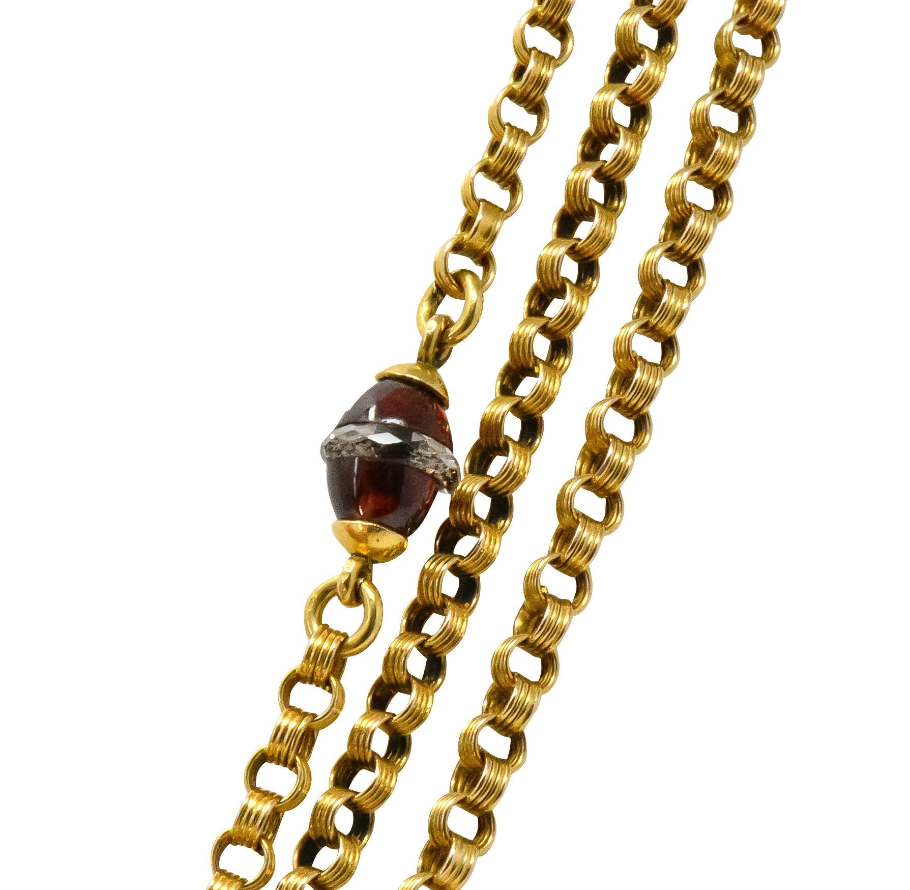 Antique Victorian Multi-Gem Rock Crystal 14 Karat Gold Station Necklace - Wilson's Estate Jewelry