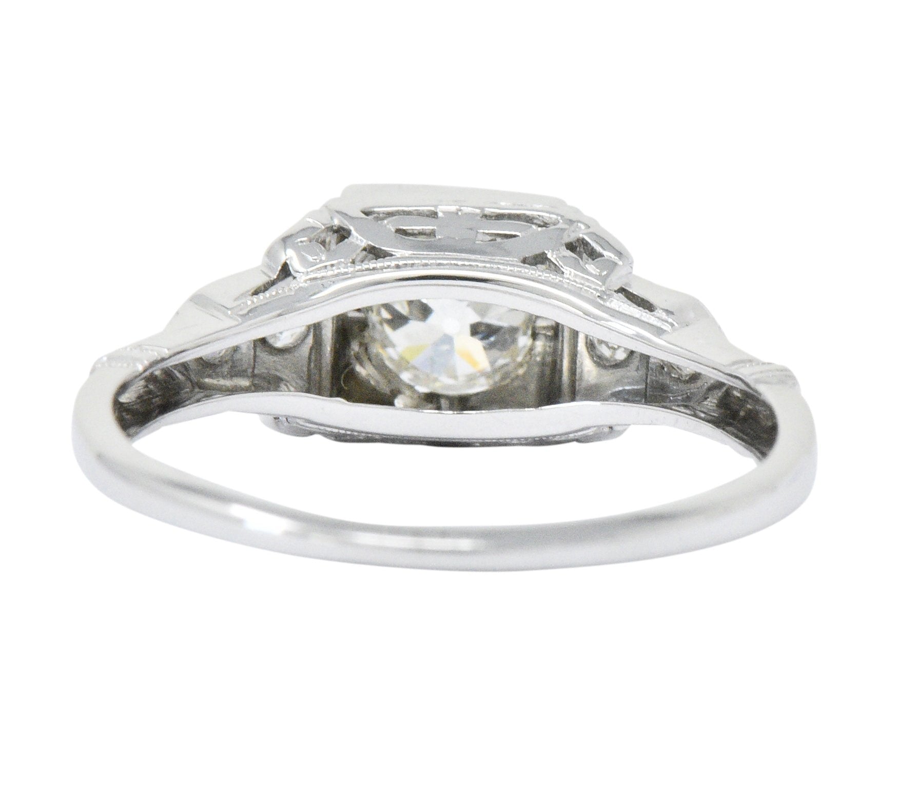 Art Deco 0.53 CTW Diamond 18 Karat White Gold Engagement Ring Wilson's Estate Jewelry