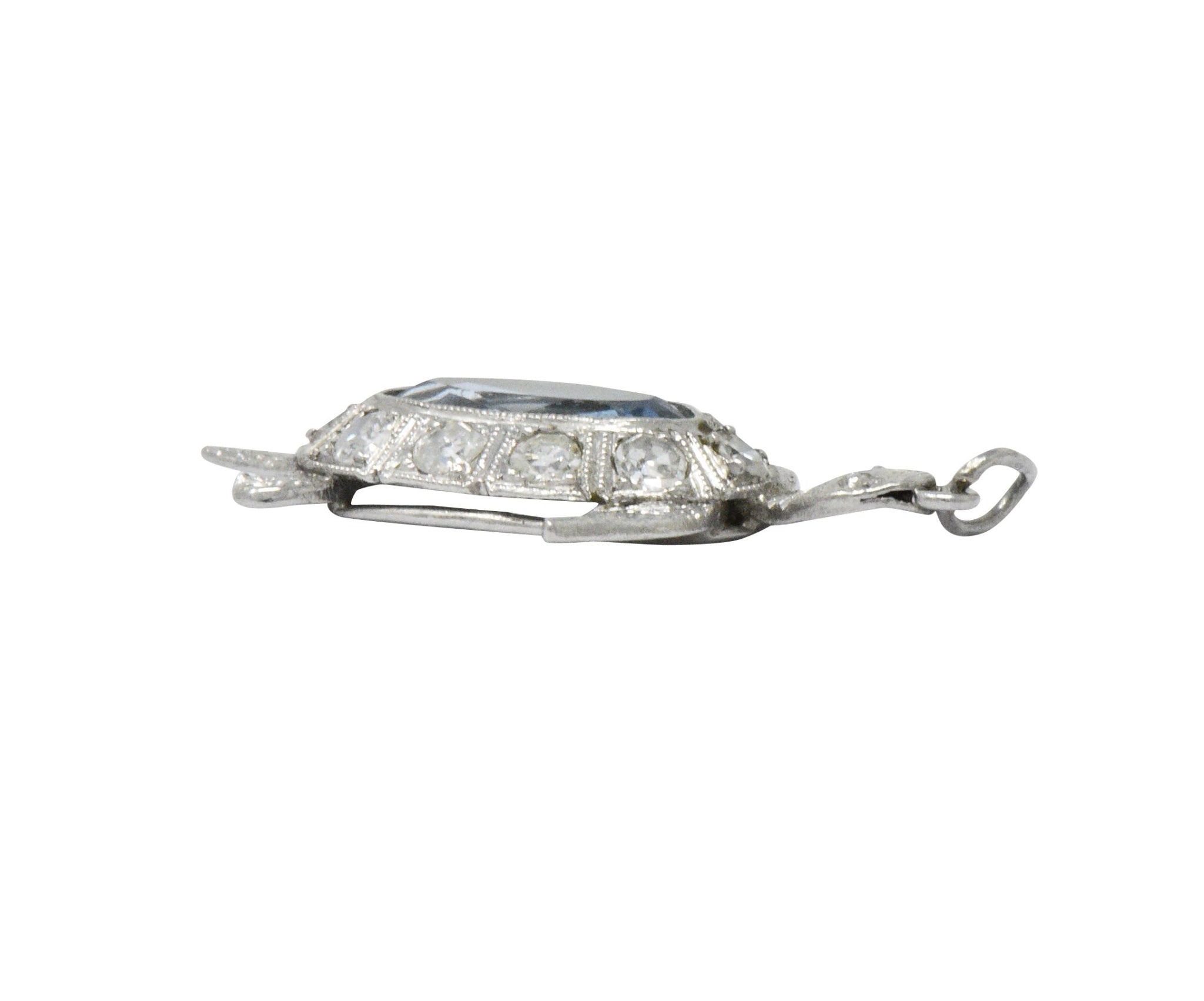 Art Deco 0.66 CTW Aquamarine Diamond Platinum Turtle Charm Wilson's Estate Jewelry