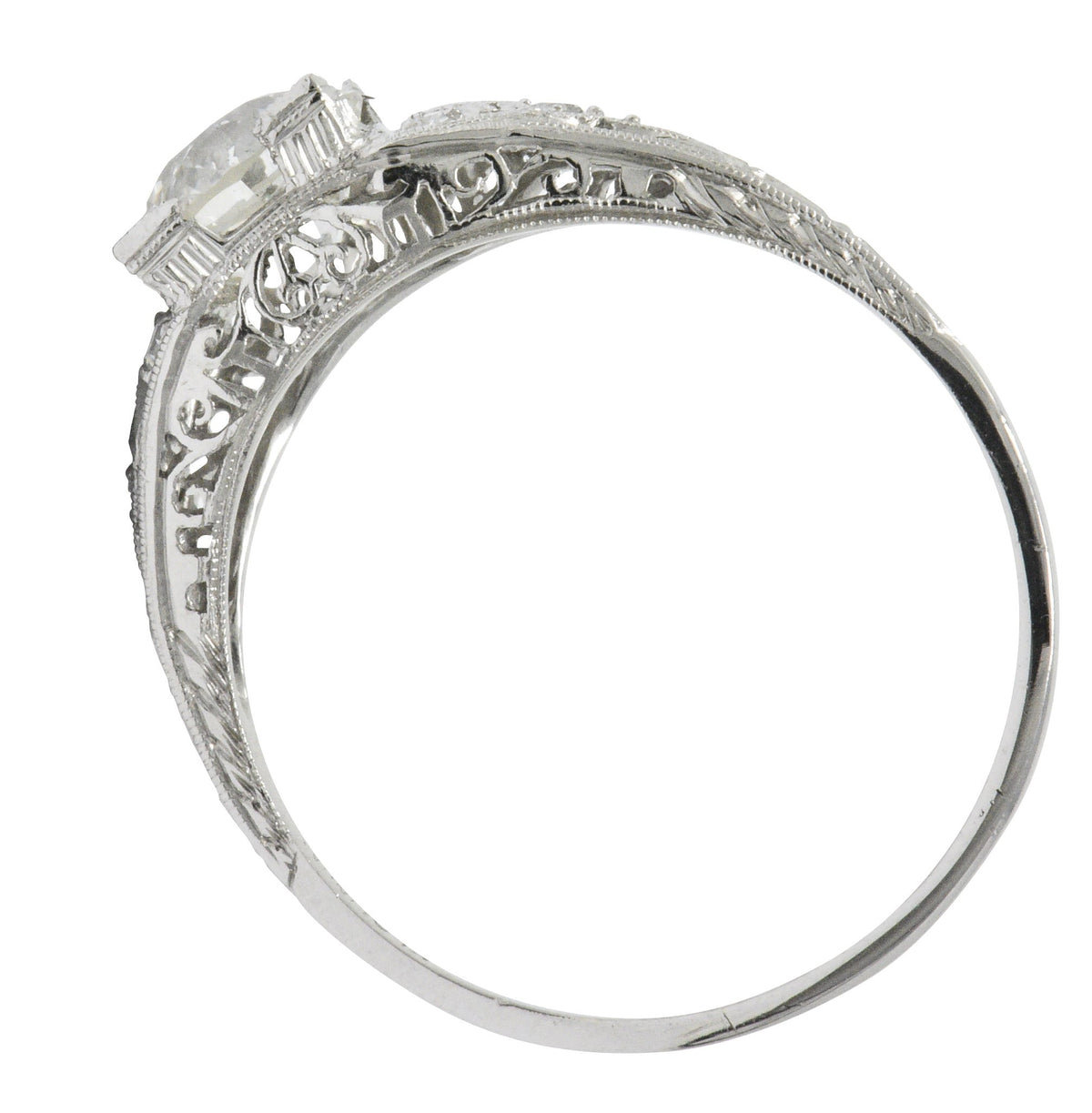 Art Deco 1.60 CTW Diamond Platinum Engagement Ring, GIA Wilson's Estate Jewelry