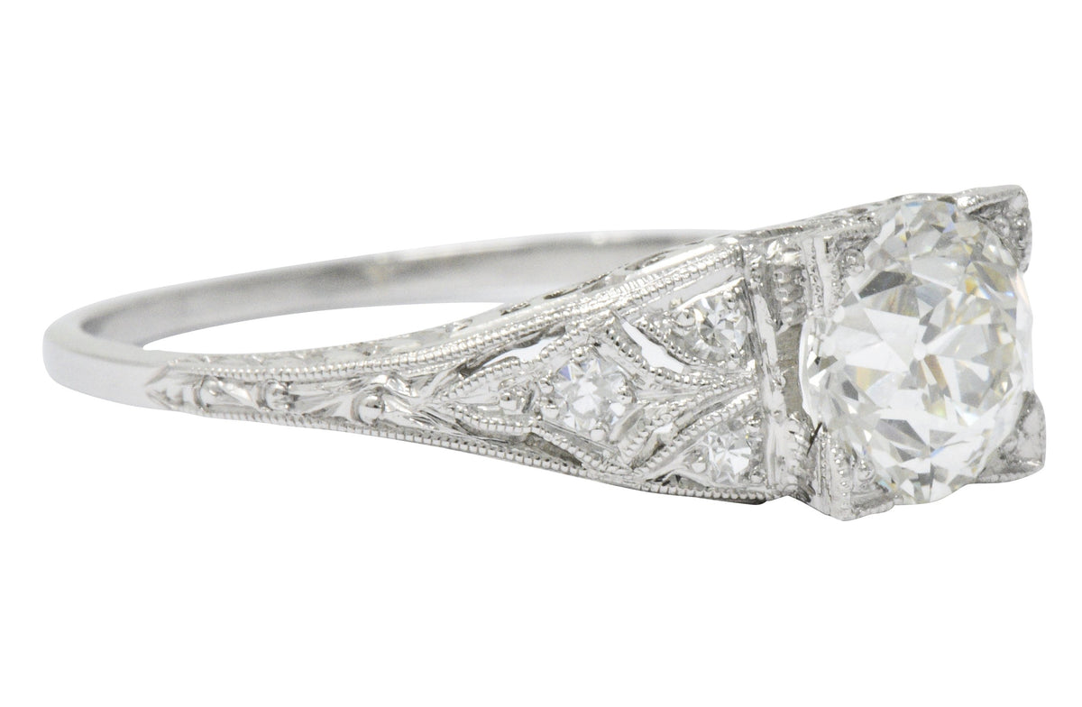Art Deco 1.60 CTW Diamond Platinum Engagement Ring, GIA Wilson's Estate Jewelry