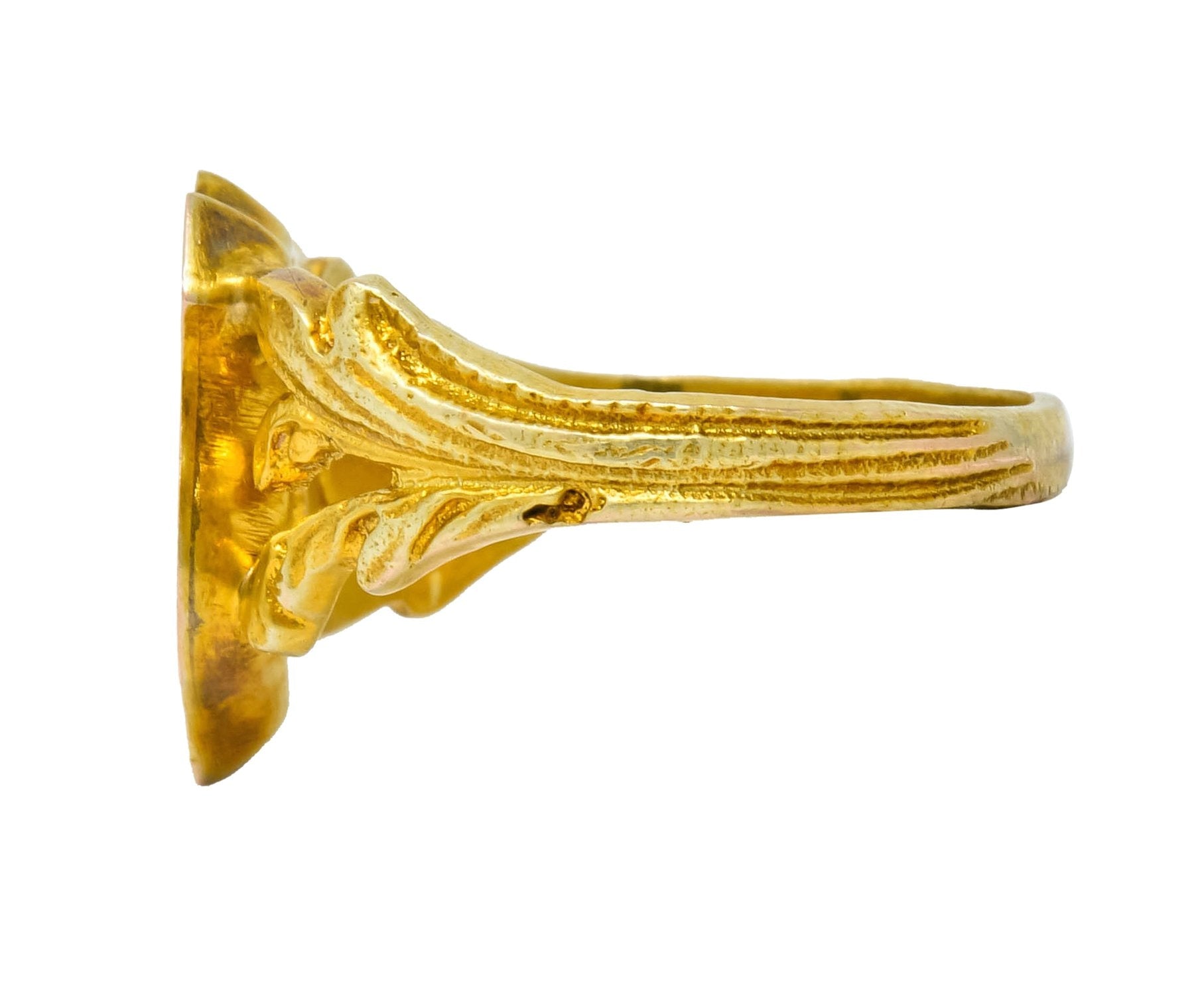 Art Nouveau 12 Karat Yellow Gold Shield Signet Unisex Ring - Wilson's Estate Jewelry