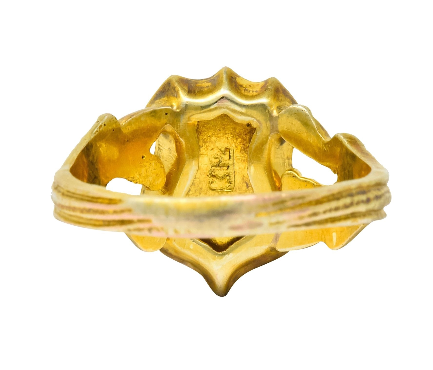 Art Nouveau 12 Karat Yellow Gold Shield Signet Unisex Ring - Wilson's Estate Jewelry