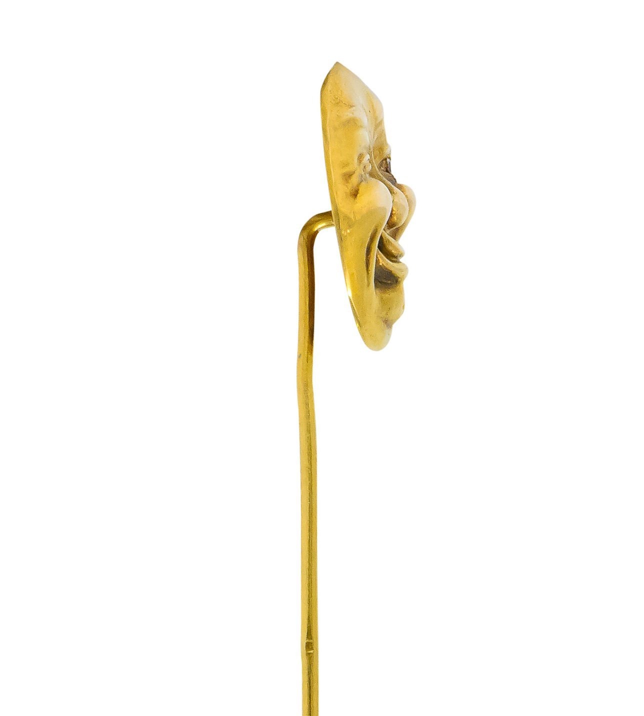 Art Nouveau Diamond 14 Karat Gold Winking Man In The Moon Stickpin - Wilson's Estate Jewelry