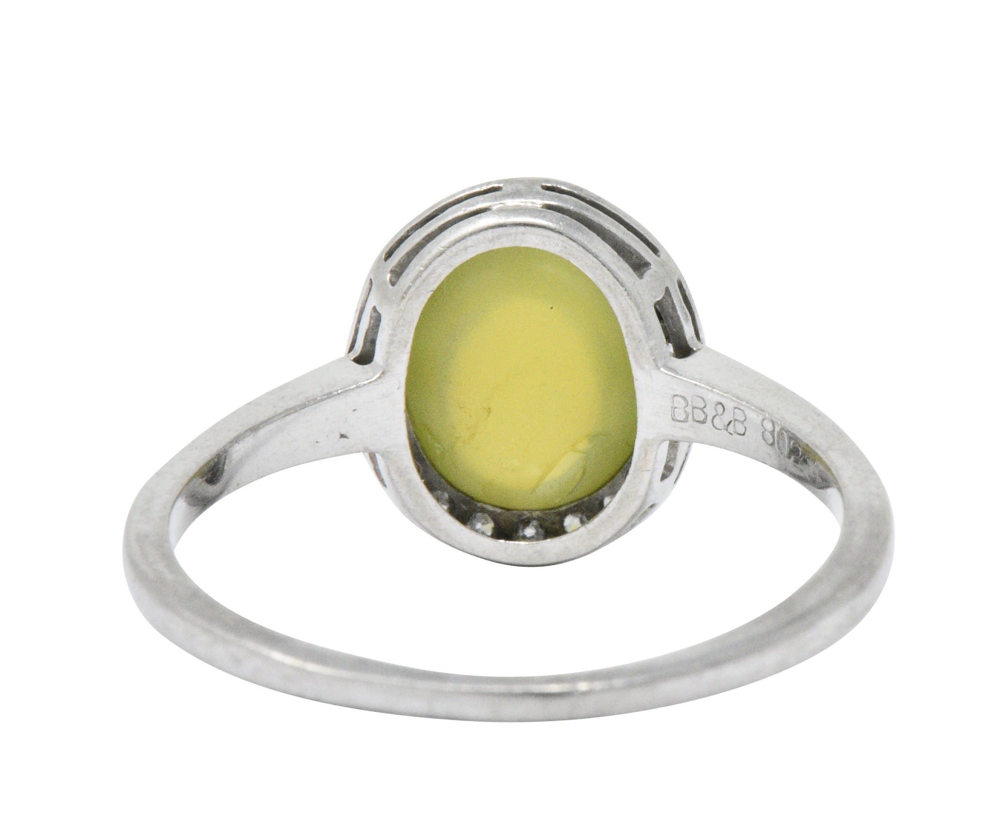 Bailey Banks & Biddle 2.30 CTW Cat’s Eye Chrysoberyl Diamond Platinum Halo Ring Wilson's Estate Jewelry