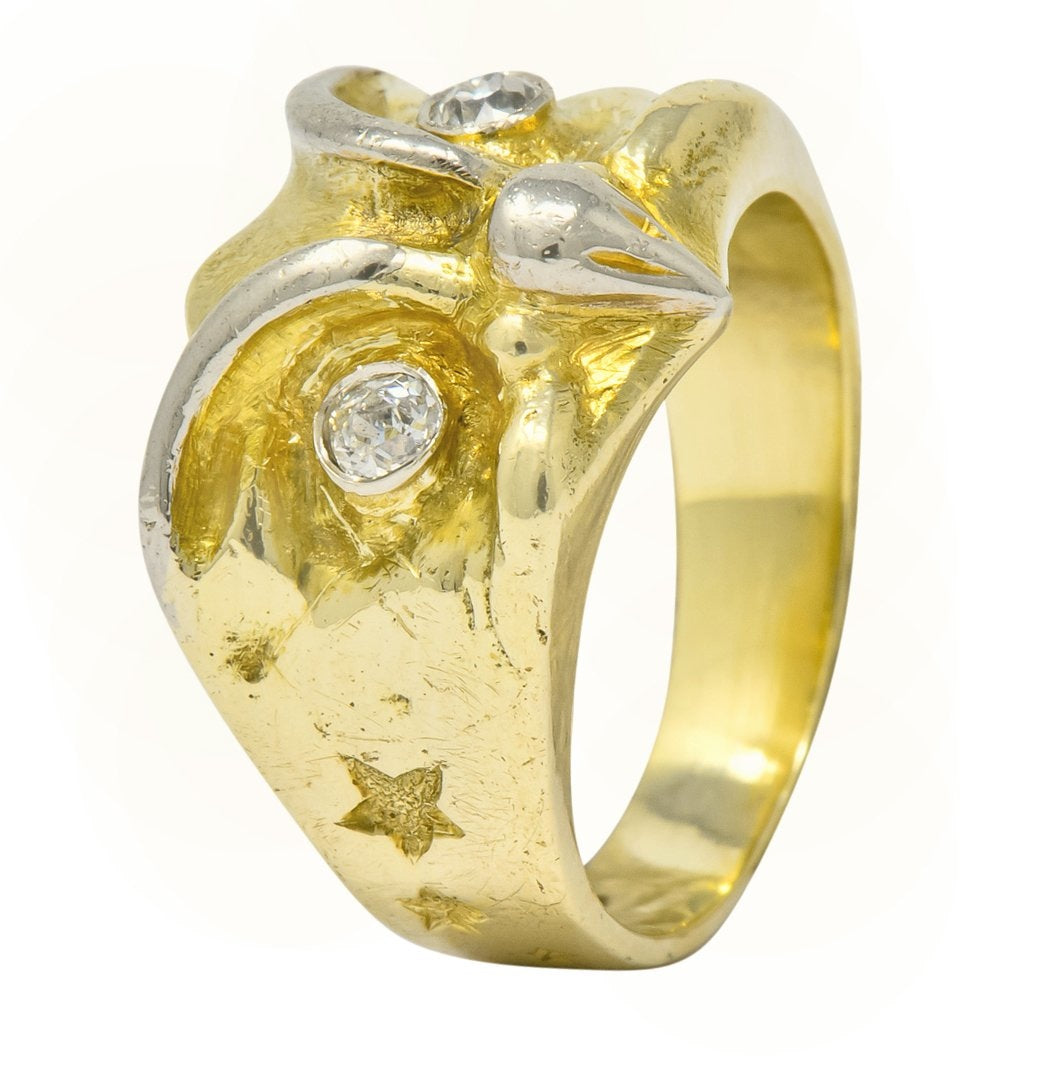 Bailey Banks & Biddle Victorian Diamond 14 Karat Gold Owl Ring - Wilson's Estate Jewelry