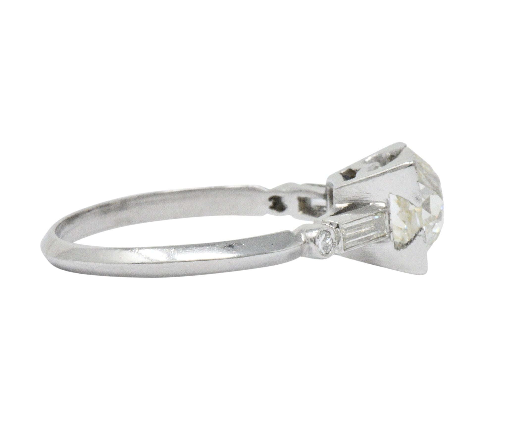 Bold Retro 2.34 CTW Old European Diamond Platinum Engagement Ring GIA Wilson's Estate Jewelry