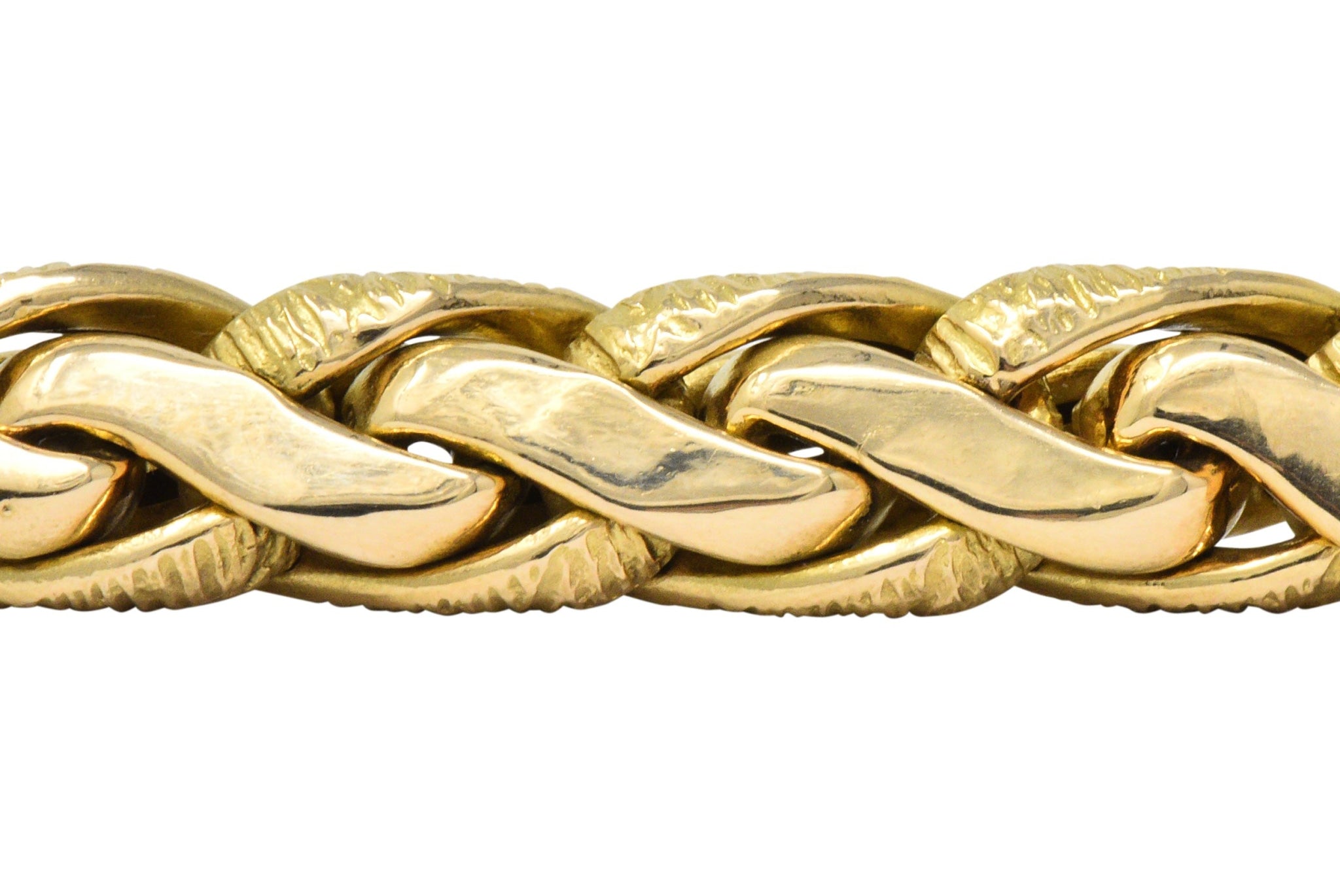 Brevetto Retro Enamel 18 Karat Gold Italian Braided Wheat Bracelet - Wilson's Estate Jewelry