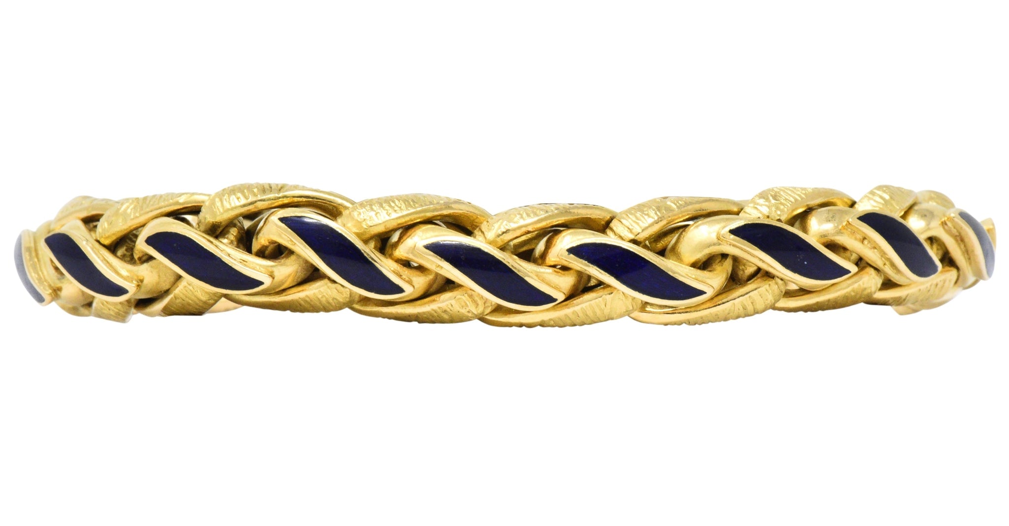 Brevetto Retro Enamel 18 Karat Gold Italian Braided Wheat Bracelet - Wilson's Estate Jewelry