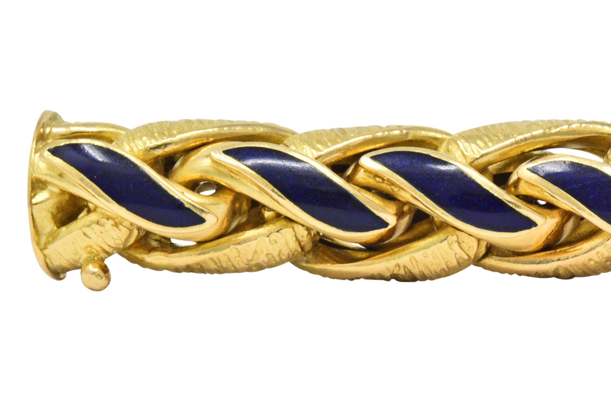 Brevetto Retro Enamel 18 Karat Gold Italian Braided Wheat Bracelet - Wilson's Estate Jewelry