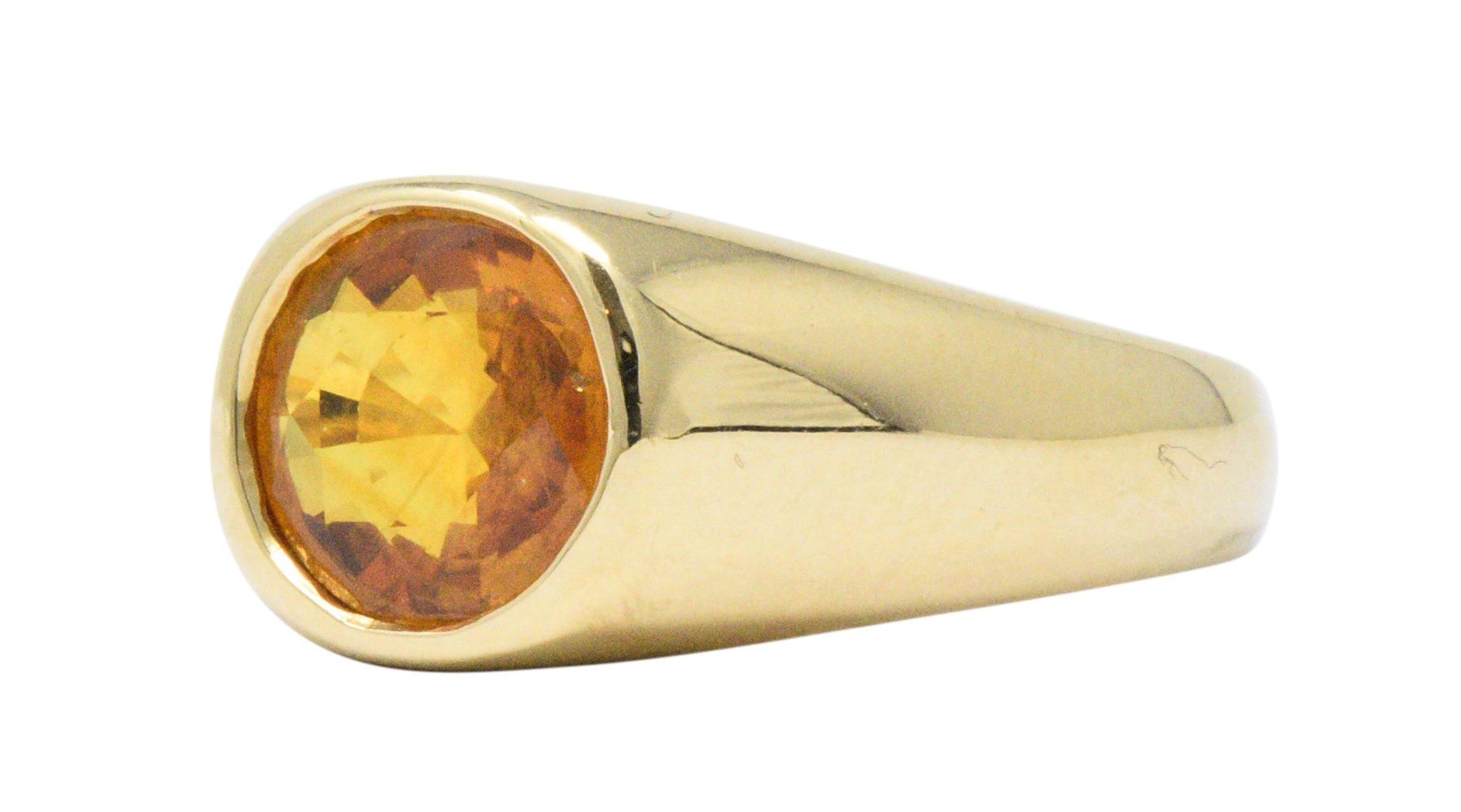 Bright 2.20 CTS Orange Sapphire & 18K Gold Men's Ring Wilson's Estate Jewelry