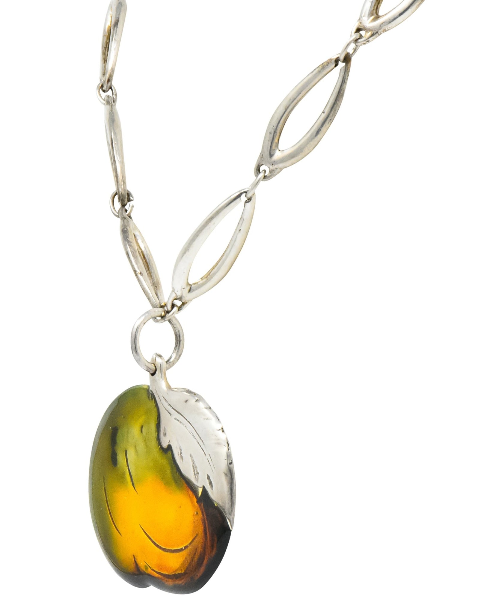 Buccellati Bold Enamel Sterling Silver Vintage Drop Pendant Necklace - Wilson's Estate Jewelry