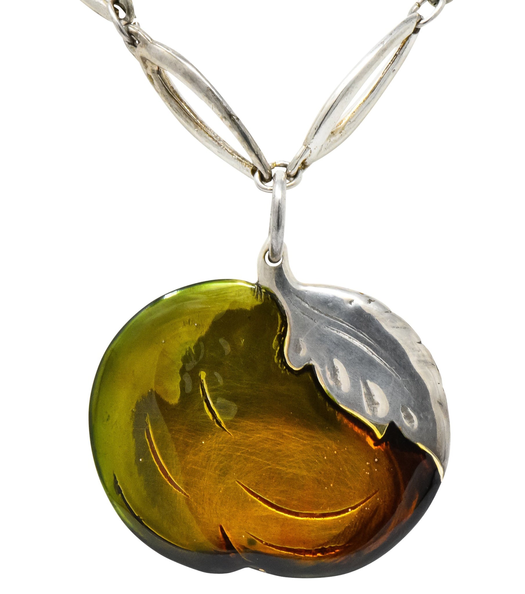 Buccellati Bold Enamel Sterling Silver Vintage Drop Pendant Necklace - Wilson's Estate Jewelry