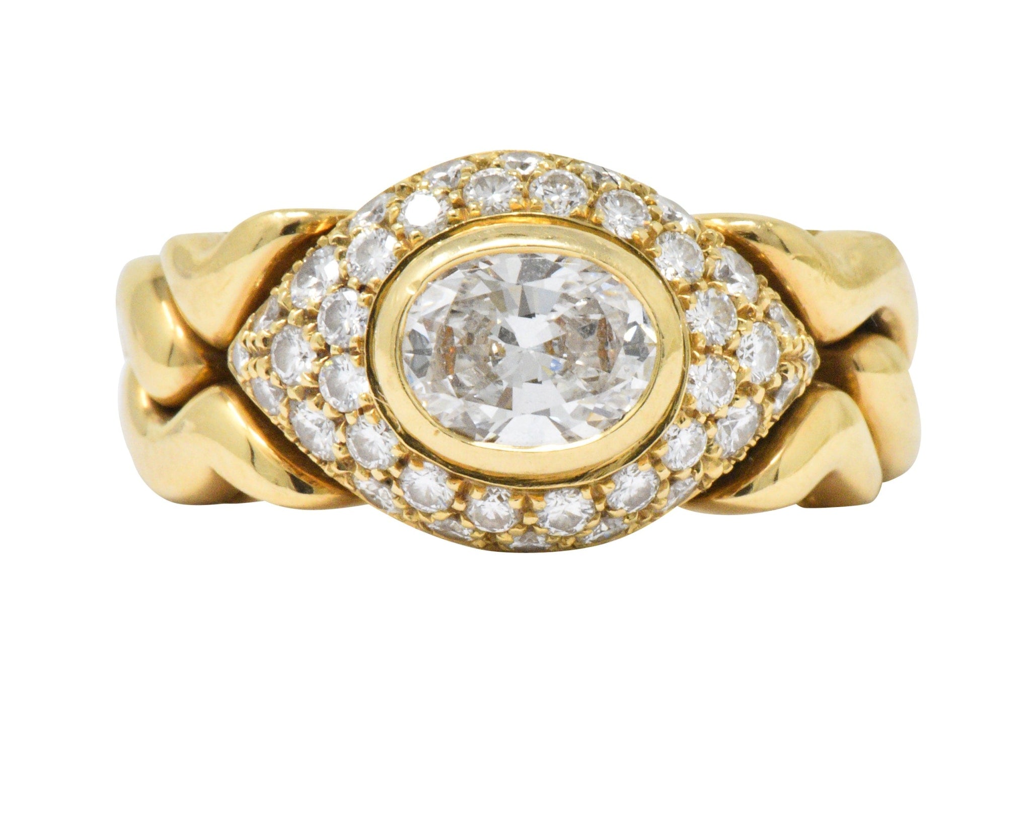 Bulgari 1.55 CTW Diamond 18 Karat Gold Alveare Ring CA 1980 Wilson's Estate Jewelry