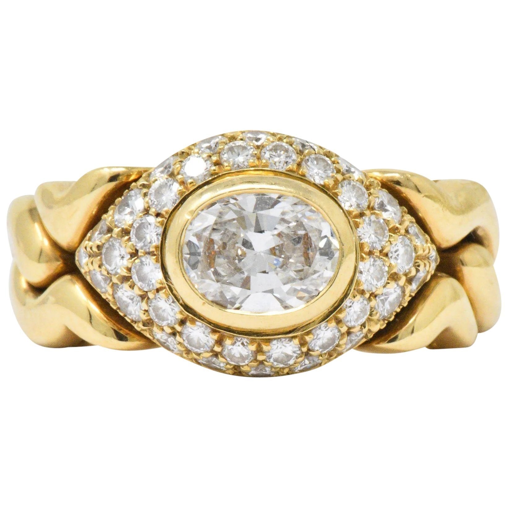 Bulgari 1.55 CTW Diamond 18 Karat Gold Alveare Ring CA 1980 Wilson's Estate Jewelry