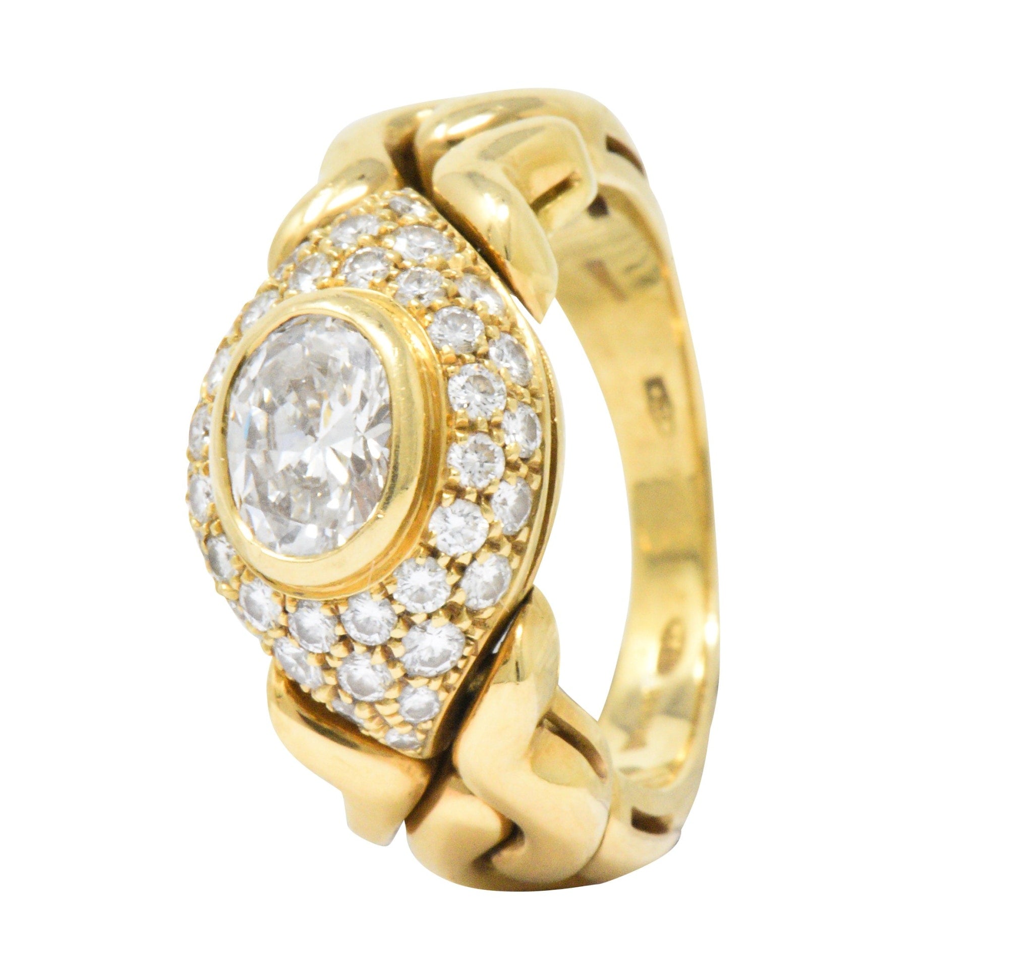 Bulgari 1.55 CTW Diamond 18 Karat Gold Alveare Ring CA 1980 Wilson's Estate Jewelry