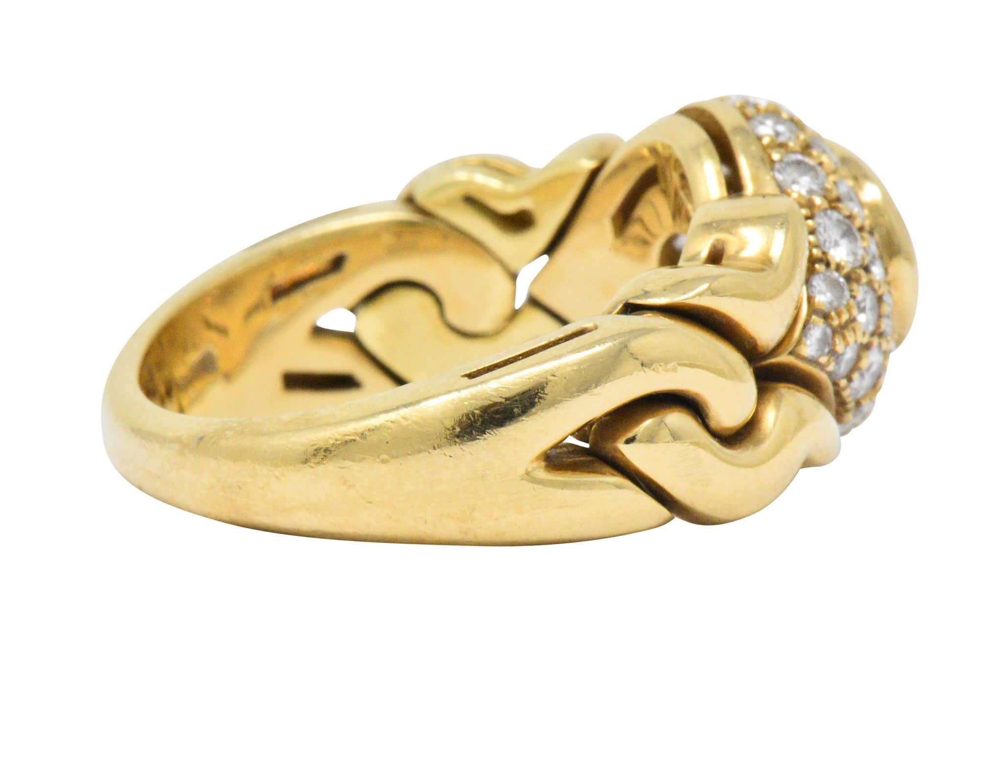 Bulgari 1.55 CTW Diamond 18 Karat Gold Alveare Ring CA 1980 Wilson's Estate Jewelry
