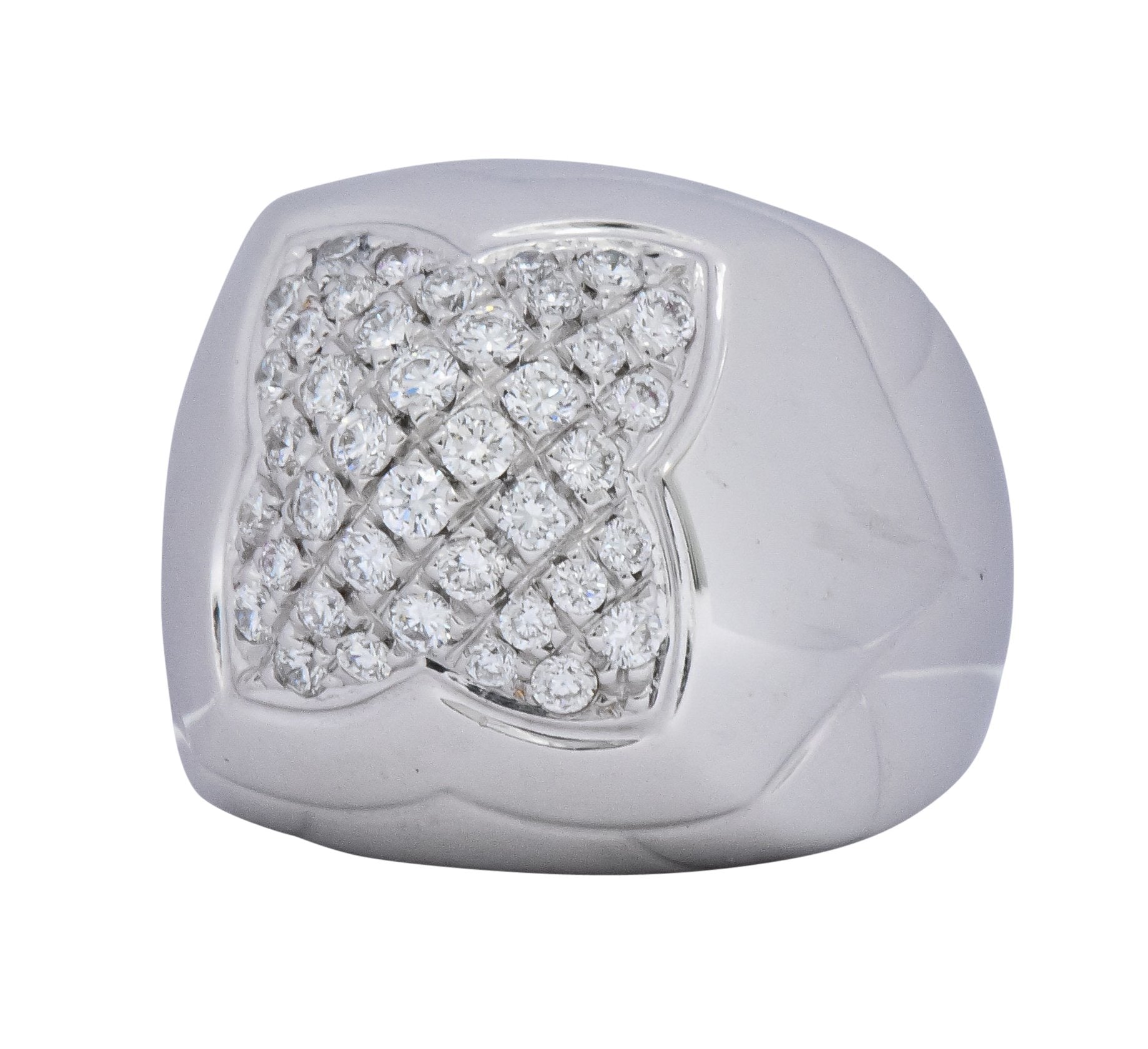 Bulgari Modern 1.04 CTW Pave Diamond 18 Karat White Gold Pyramide Band Ring - Wilson's Estate Jewelry