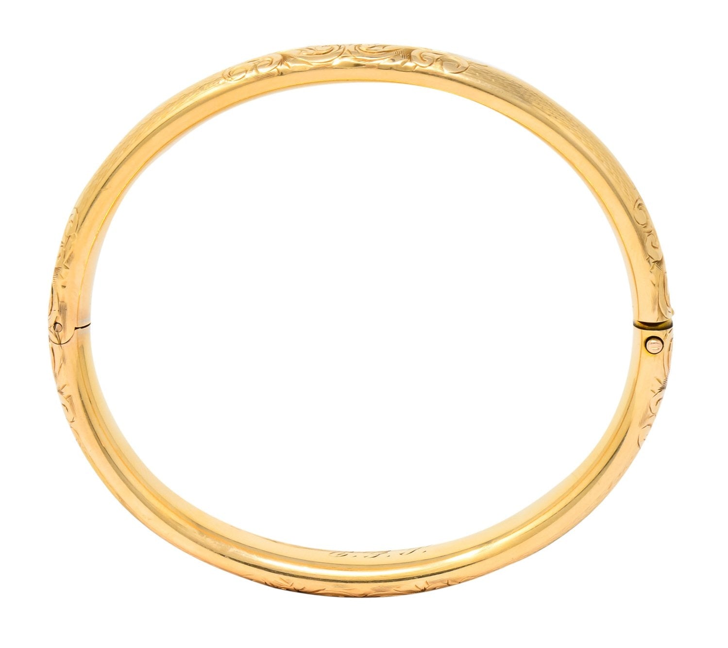 Burstow Kollmar & Co. Victorian 14 Karat Gold Engraved Bangle Bracelet - Wilson's Estate Jewelry
