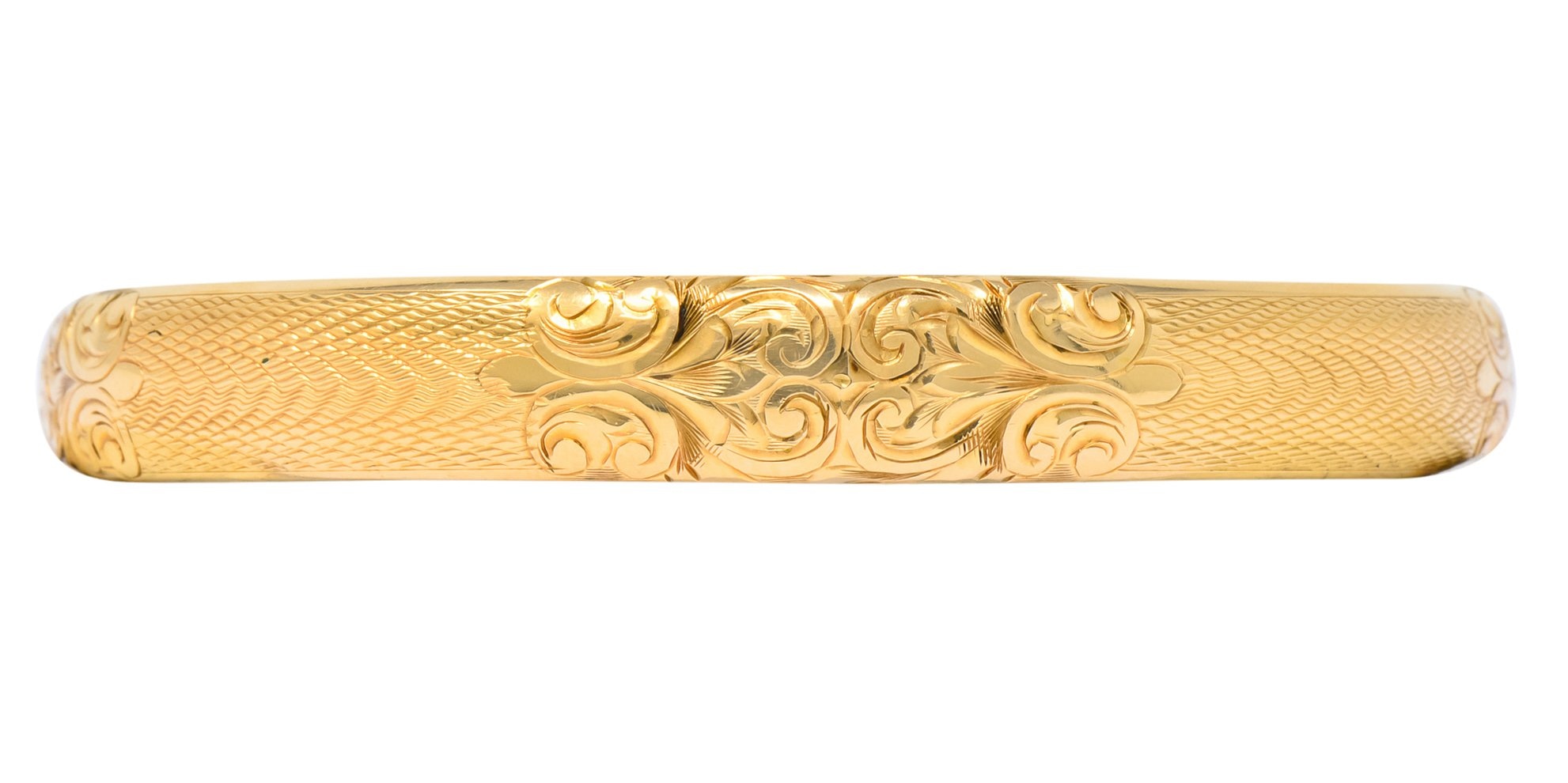 Burstow Kollmar & Co. Victorian 14 Karat Gold Engraved Bangle Bracelet - Wilson's Estate Jewelry