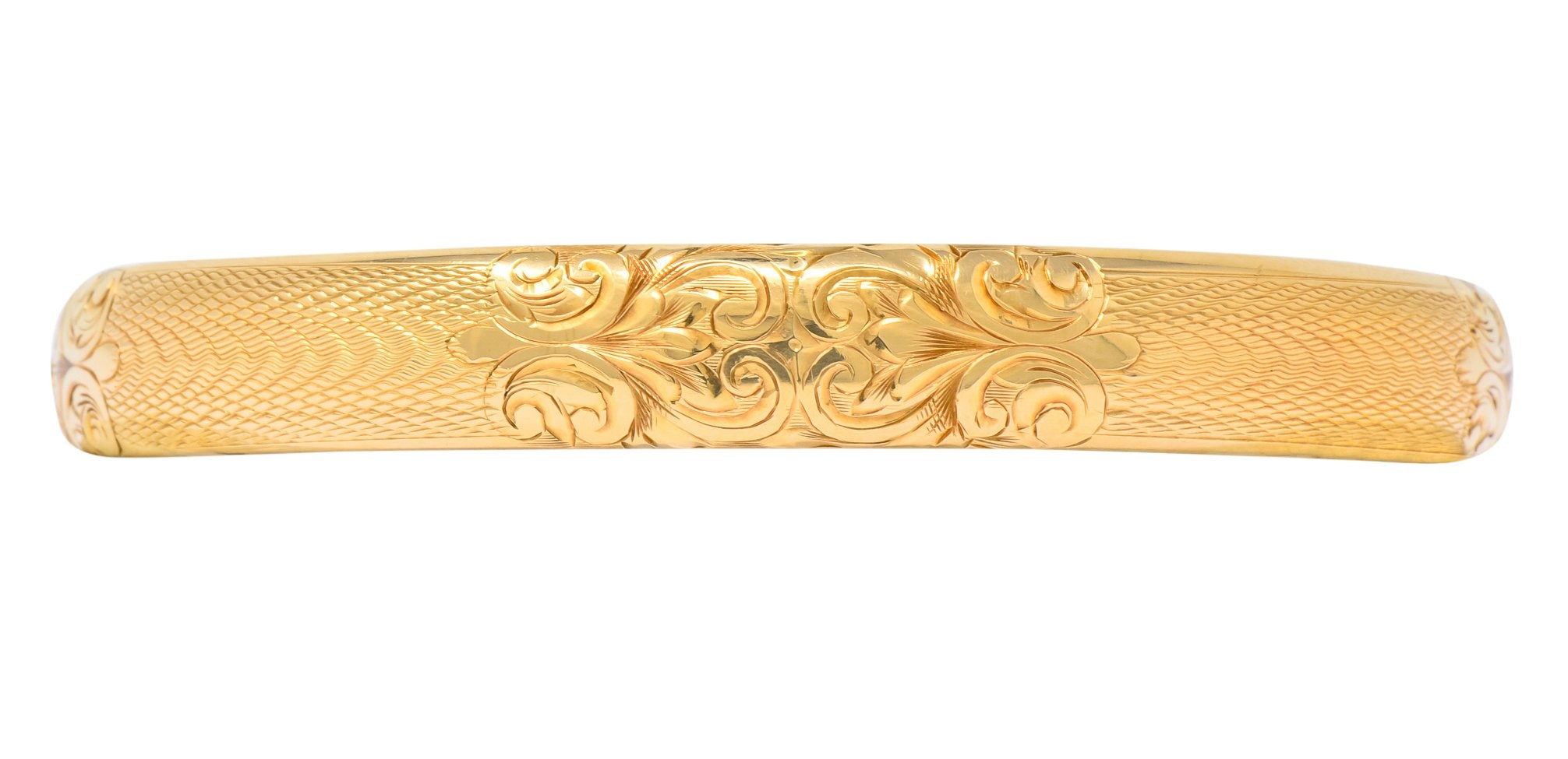Burstow Kollmar & Co. Victorian 14 Karat Gold Engraved Bangle Bracelet - Wilson's Estate Jewelry
