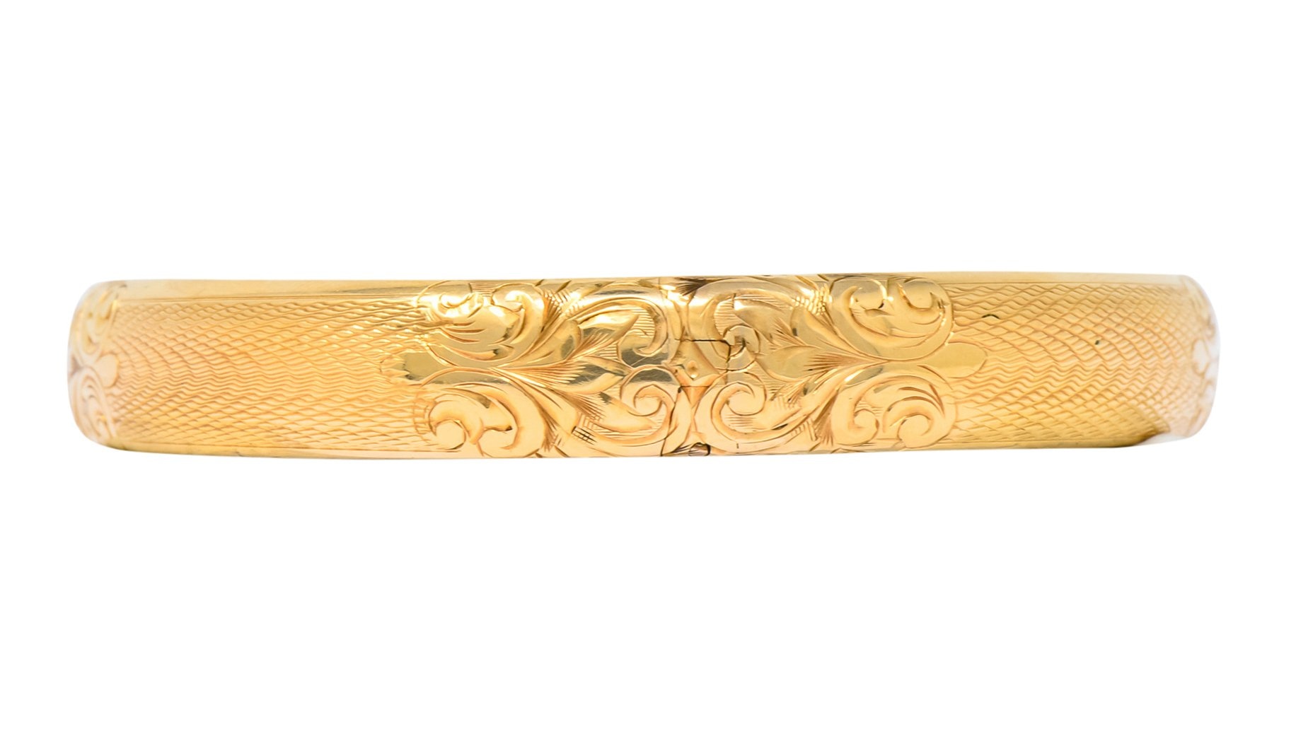 Burstow Kollmar & Co. Victorian 14 Karat Gold Engraved Bangle Bracelet - Wilson's Estate Jewelry