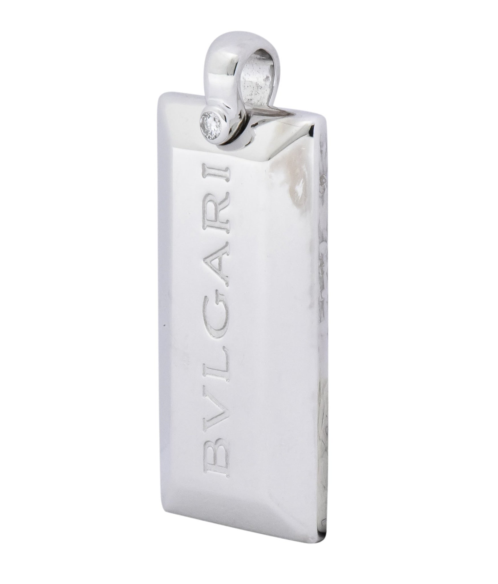 Bvlgari Diamond 18 Karat Gold Italian Ingot Bar Charm Pendant - Wilson's Estate Jewelry