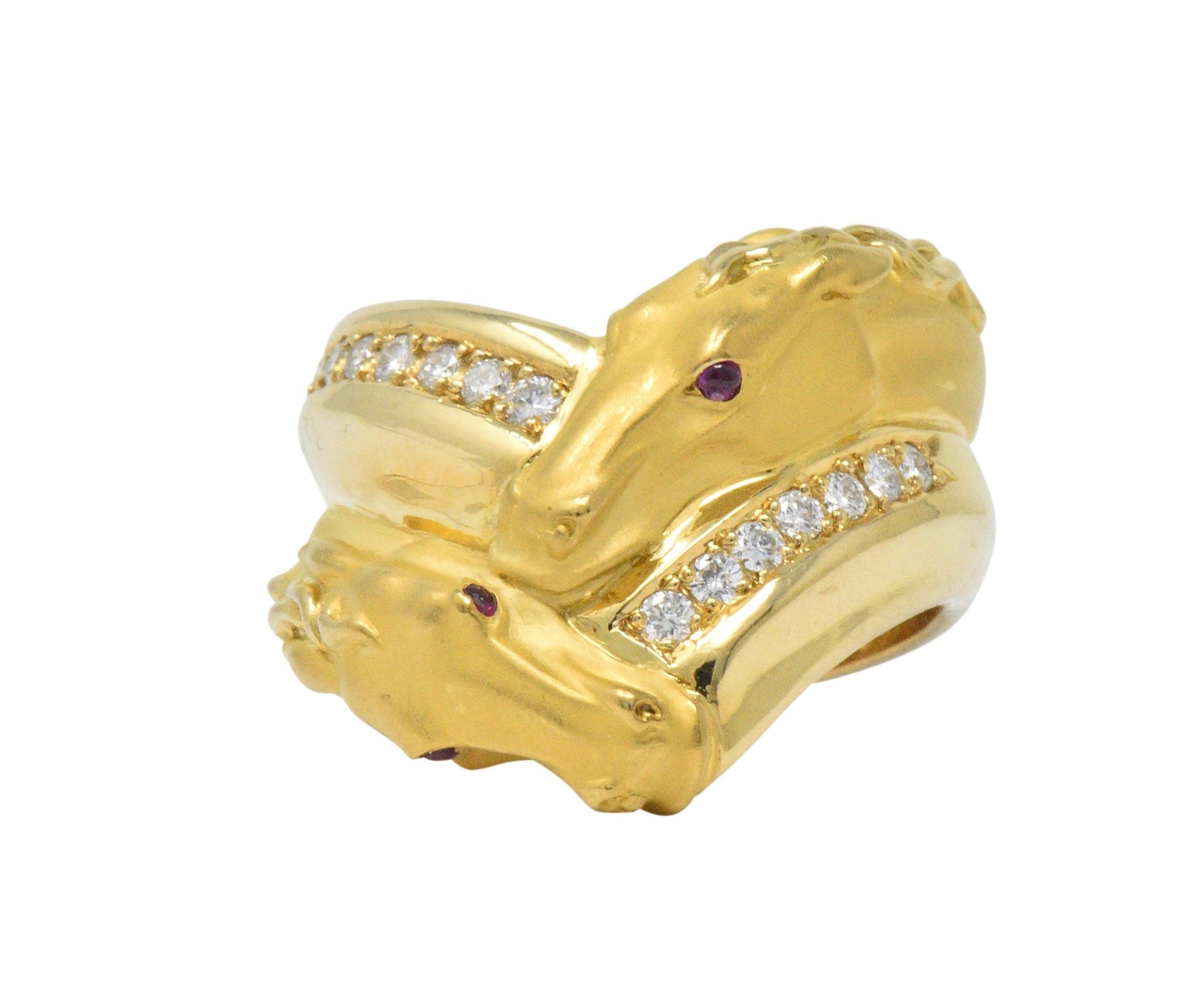 Carrera Y Carrera 0.30 CTW Diamond Ruby 18 Karat Gold Ecuestre Horse Ring Wilson's Estate Jewelry