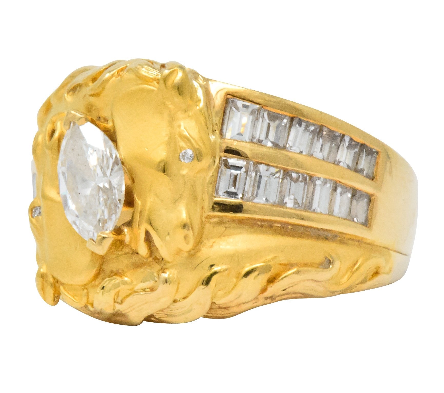 Carrera y Carrera 1.70 CTW Marquise Diamond 18 Karat Gold Ecuestre Horse Ring - Wilson's Estate Jewelry