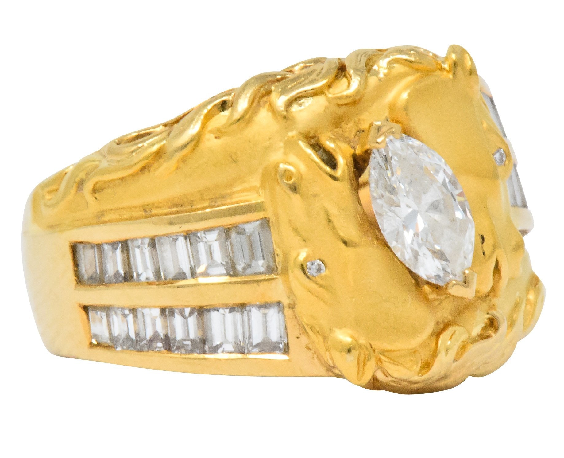 Carrera y Carrera 1.70 CTW Marquise Diamond 18 Karat Gold Ecuestre Horse Ring - Wilson's Estate Jewelry