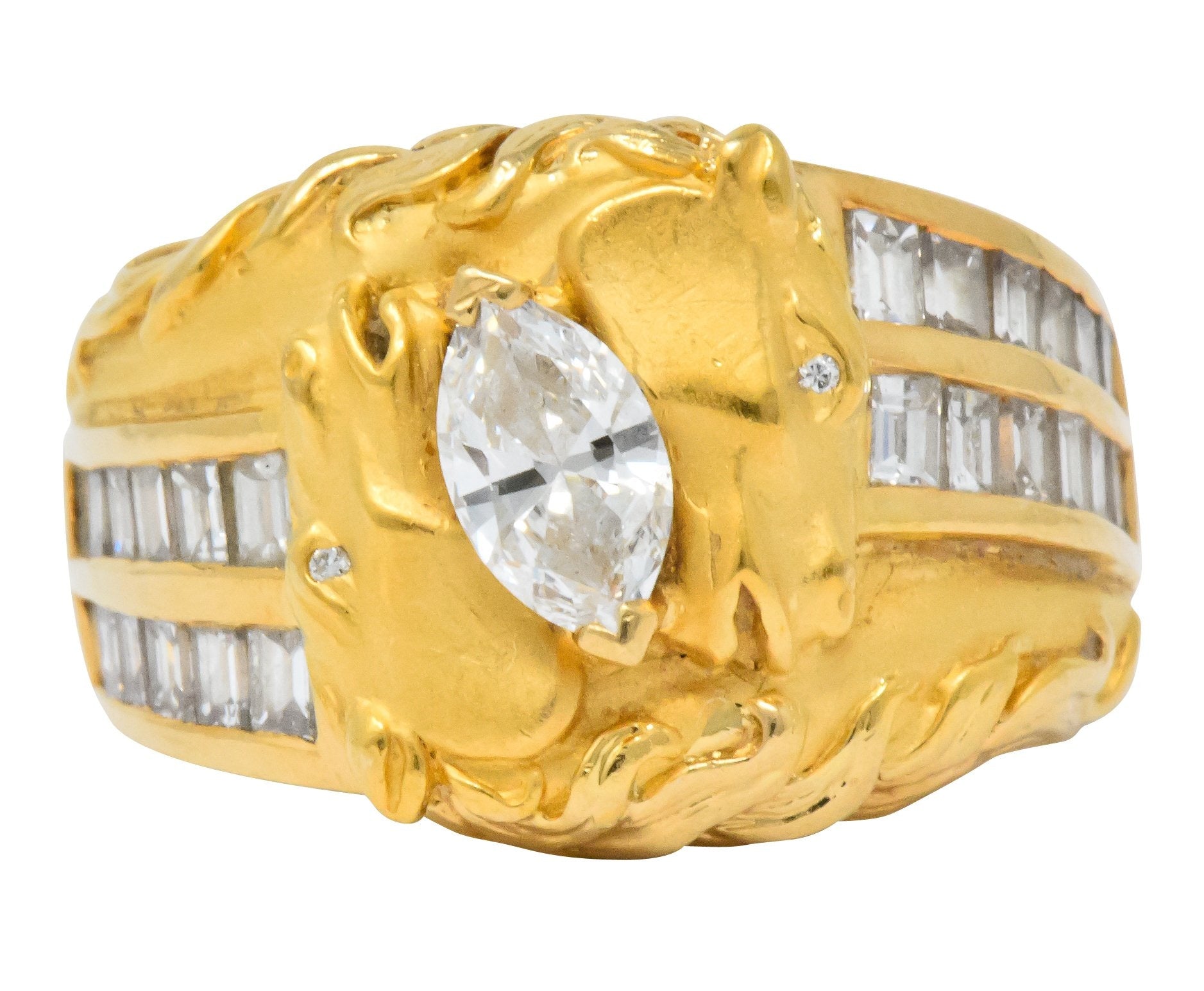 Carrera y Carrera 1.70 CTW Marquise Diamond 18 Karat Gold Ecuestre Horse Ring - Wilson's Estate Jewelry