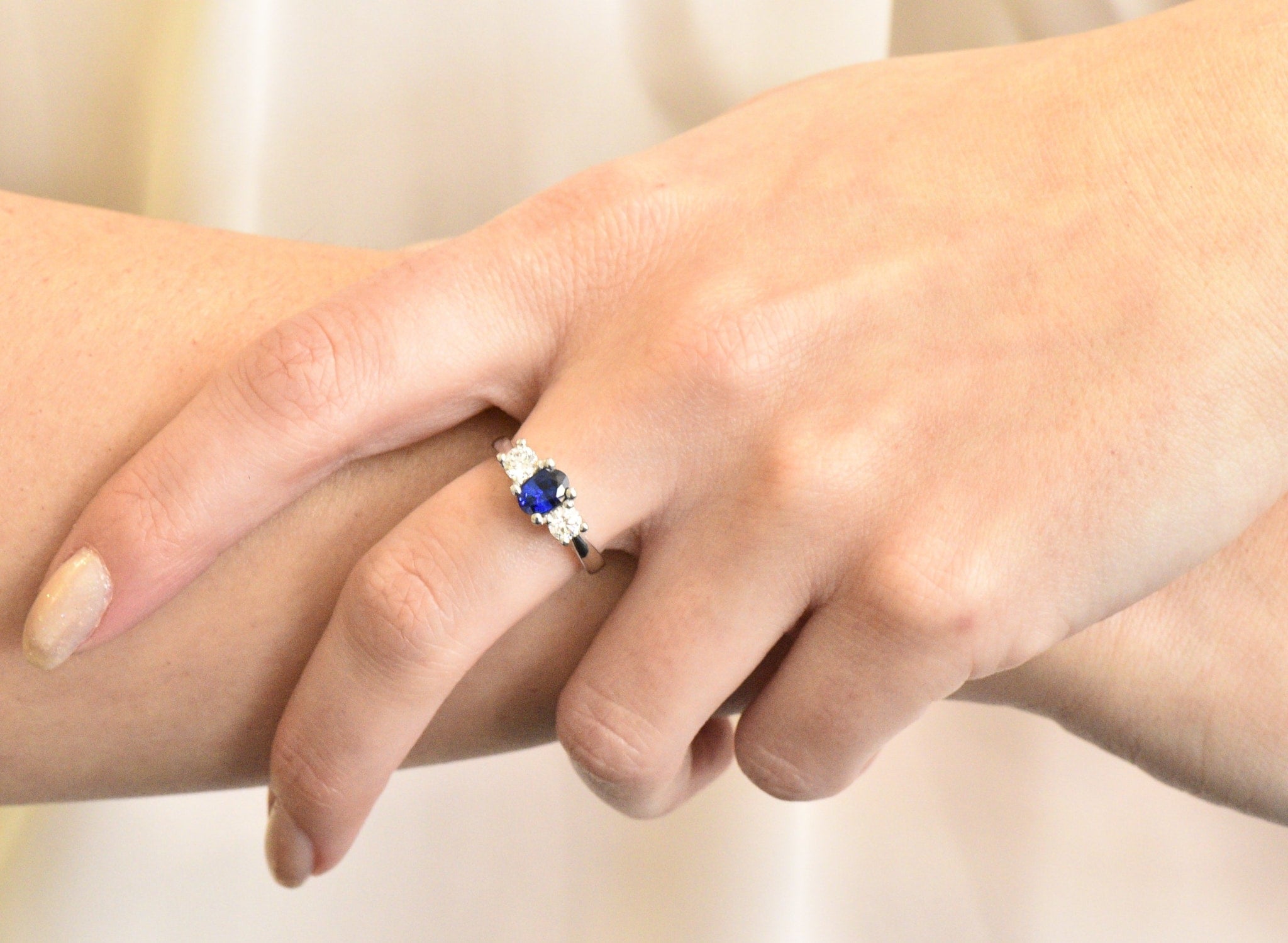 Cartier 1.15 CTW Sapphire Diamond Platinum Ring Wilson's Estate Jewelry