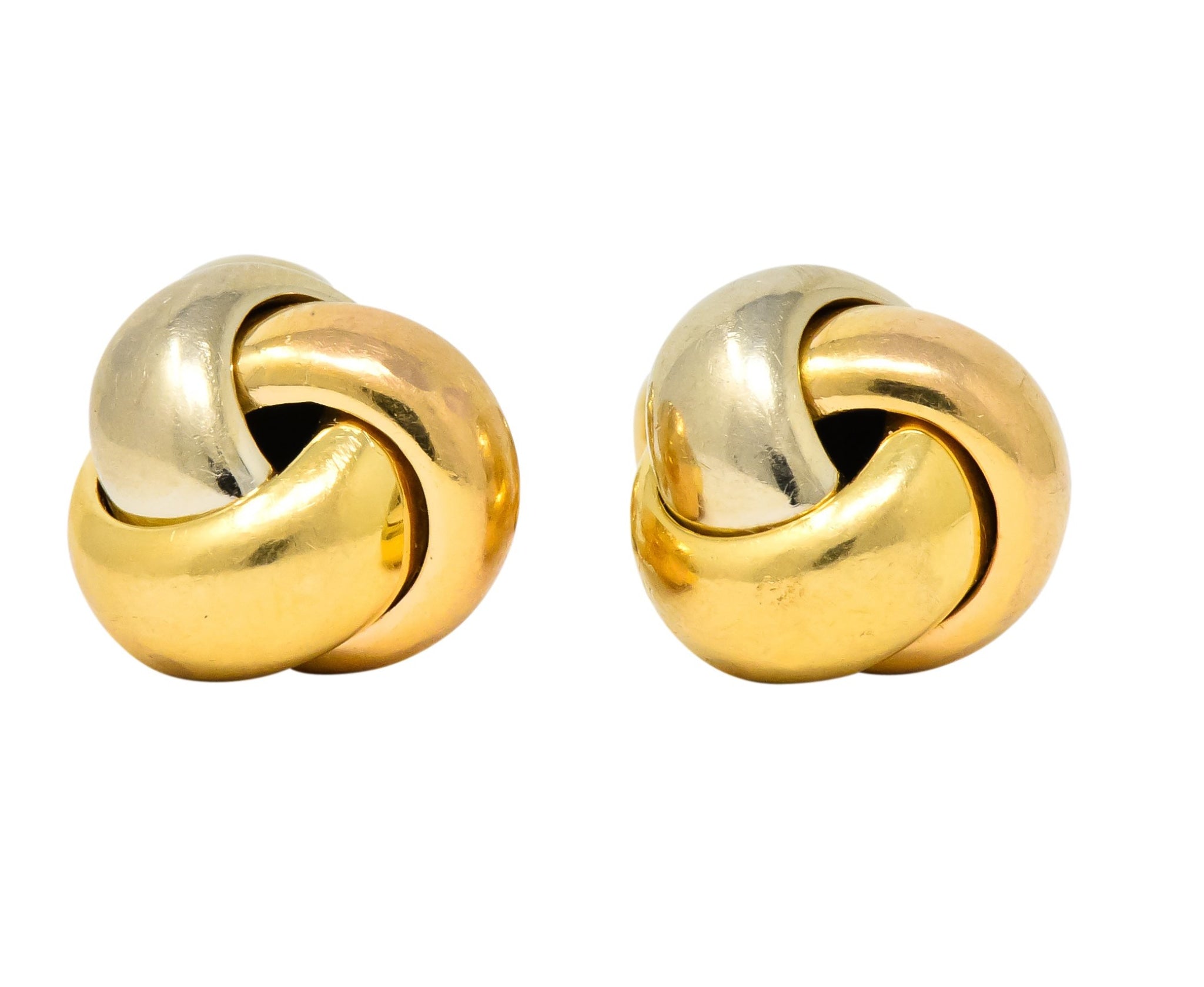 Cartier 18 Karat Tri-Color Gold Trinity Cufflinks - Wilson's Estate Jewelry
