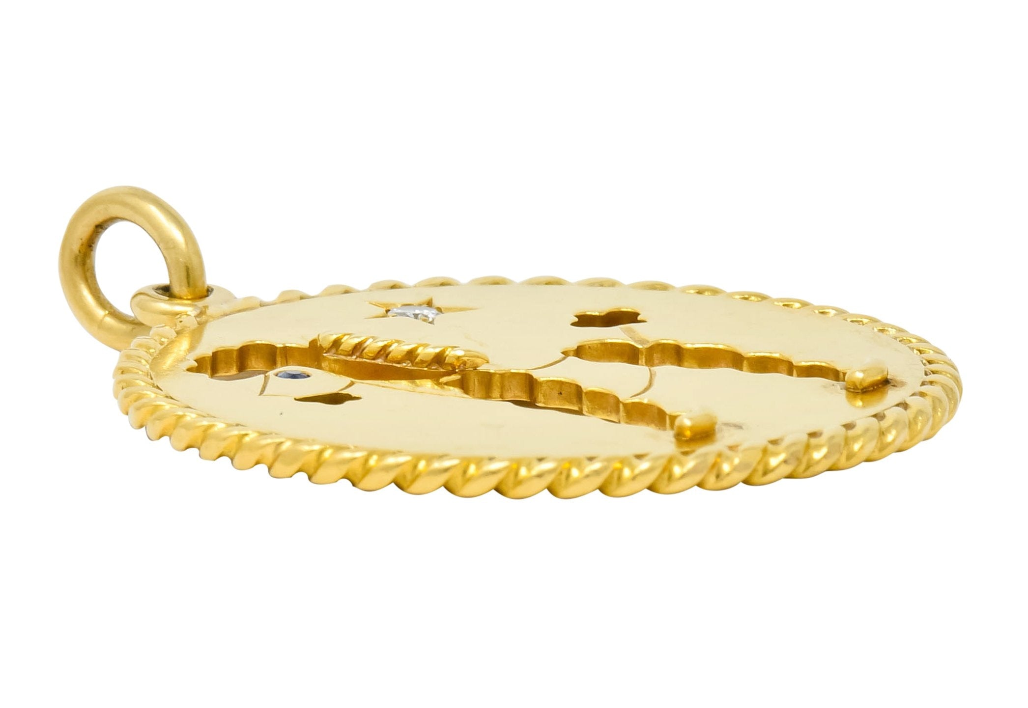 Cartier Mid-Century Diamond Sapphire 18 Karat Gold Large Poodle Dog Pendant Charm - Wilson's Estate Jewelry