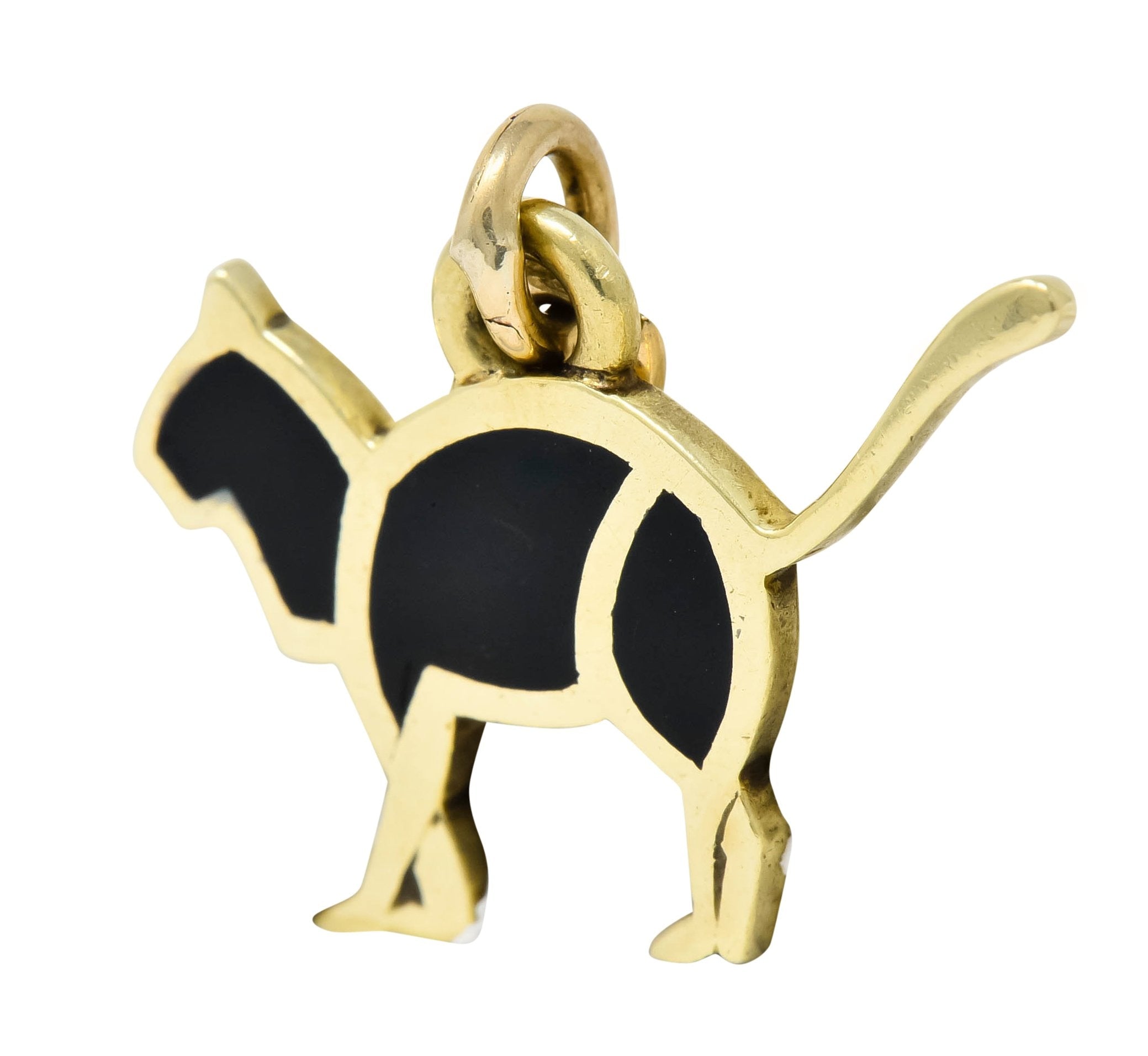 Cartier Vintage Black Enamel 14 Karat Gold Cat Charm - Wilson's Estate Jewelry