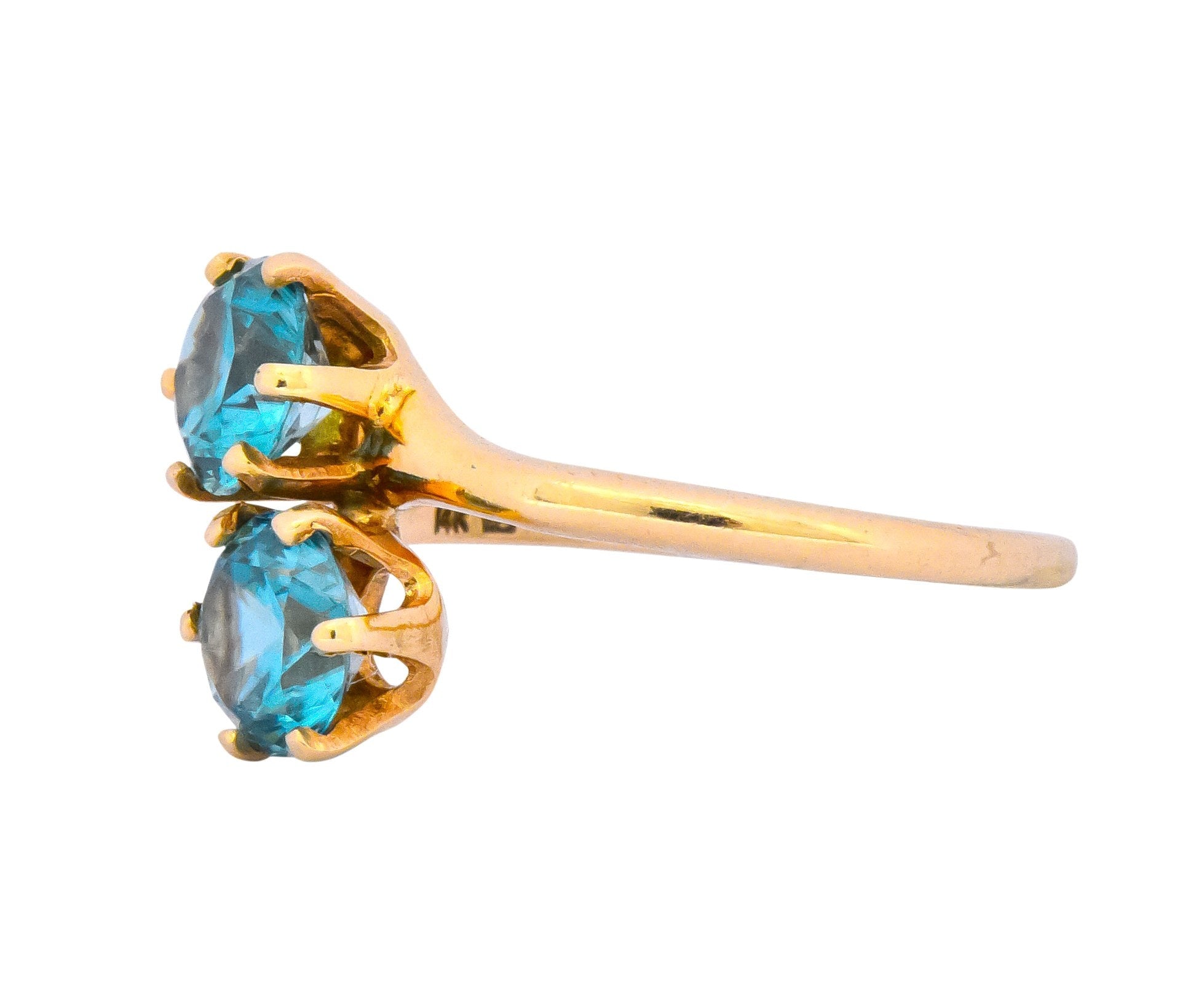 Church & Company Victorian 2.50 CTW Zircon 14 Karat Gold Toi Et Moi Ring - Wilson's Estate Jewelry