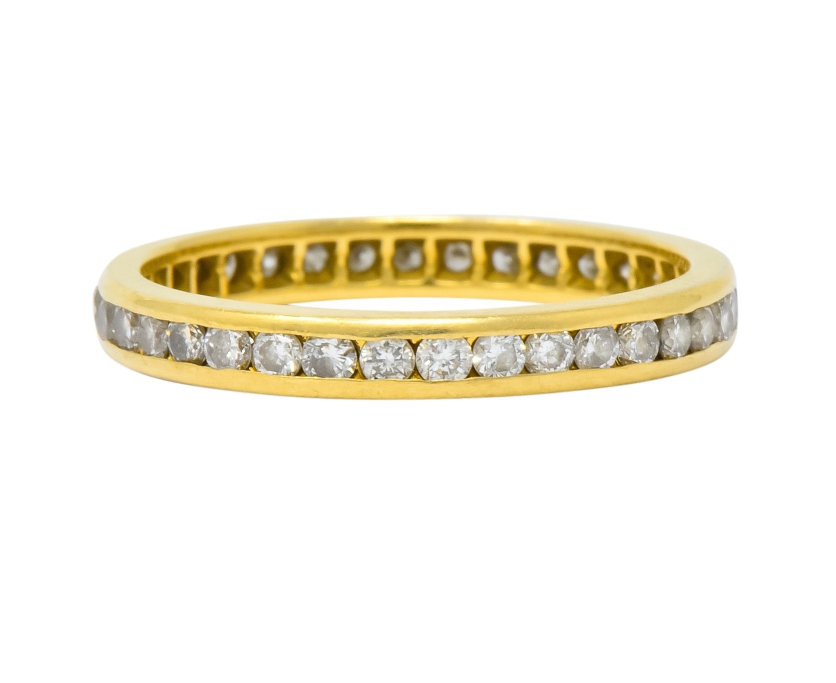 Contemporary 0.75 CTW Diamond 14 Karat Gold Eternity Band Stack Ring Wilson's Antique & Estate Jewelry