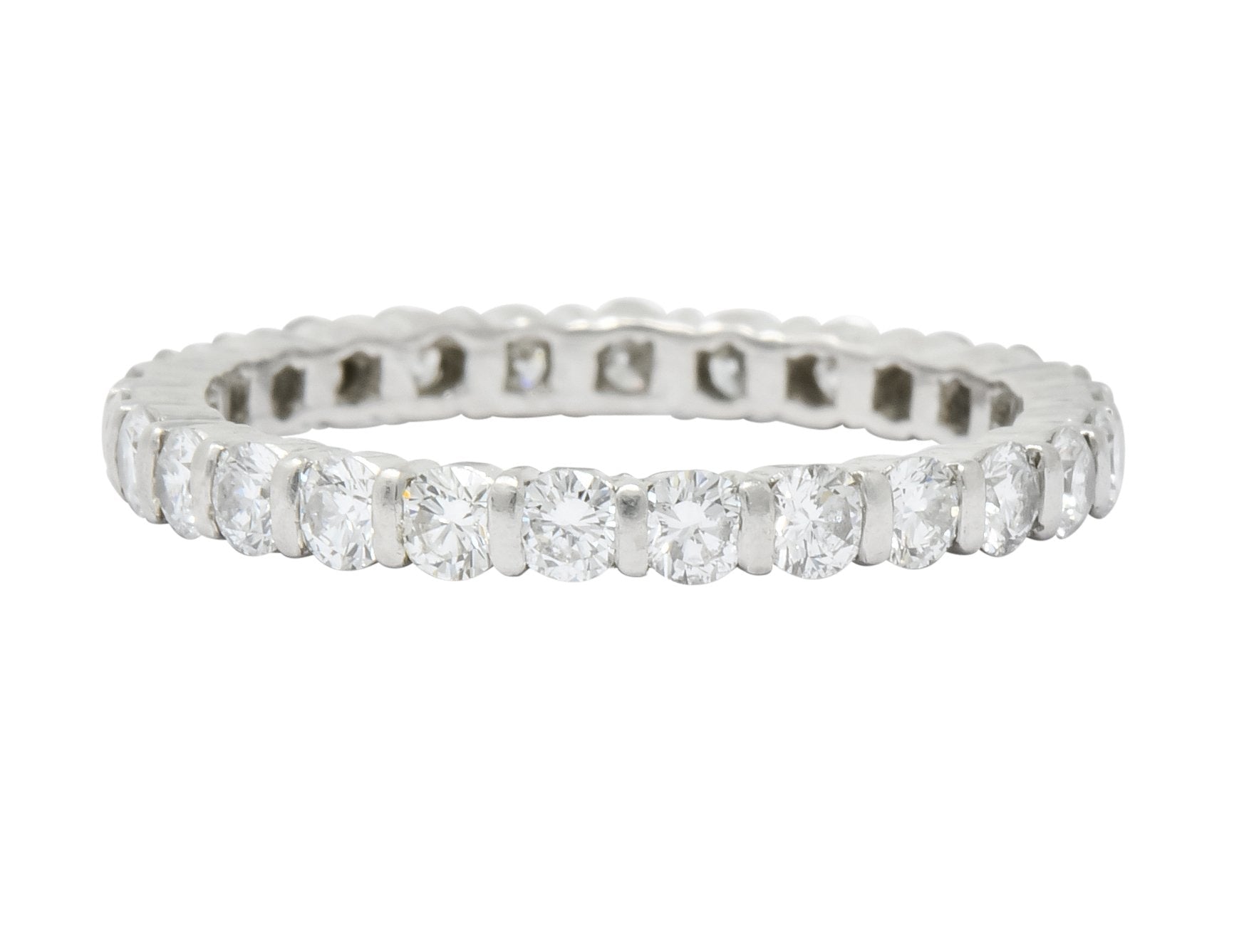 Contemporary 1.00 CTW Diamond Platinum Bar Set Eternity Band Stack Ring - Wilson's Estate Jewelry