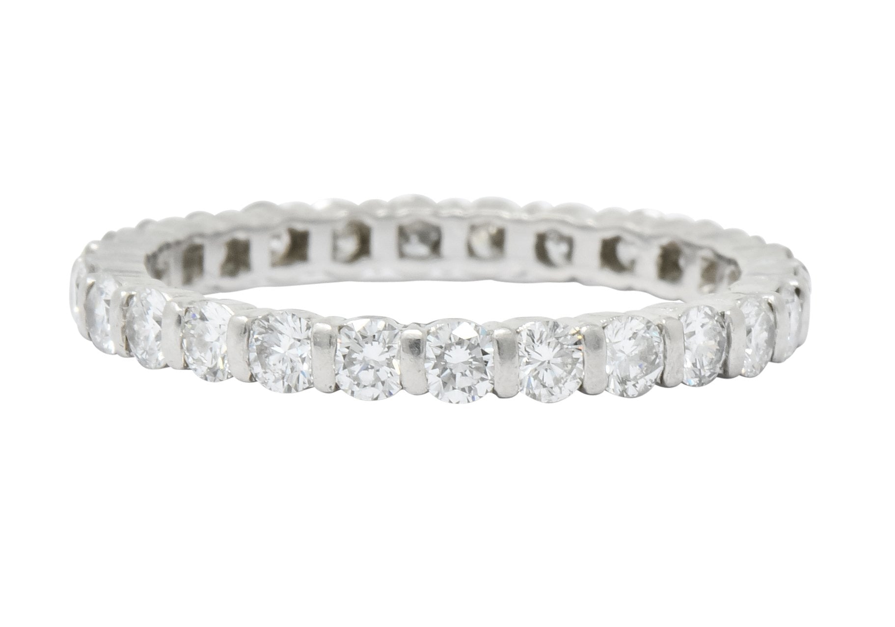 Contemporary 1.00 CTW Diamond Platinum Bar Set Eternity Band Stack Ring - Wilson's Estate Jewelry