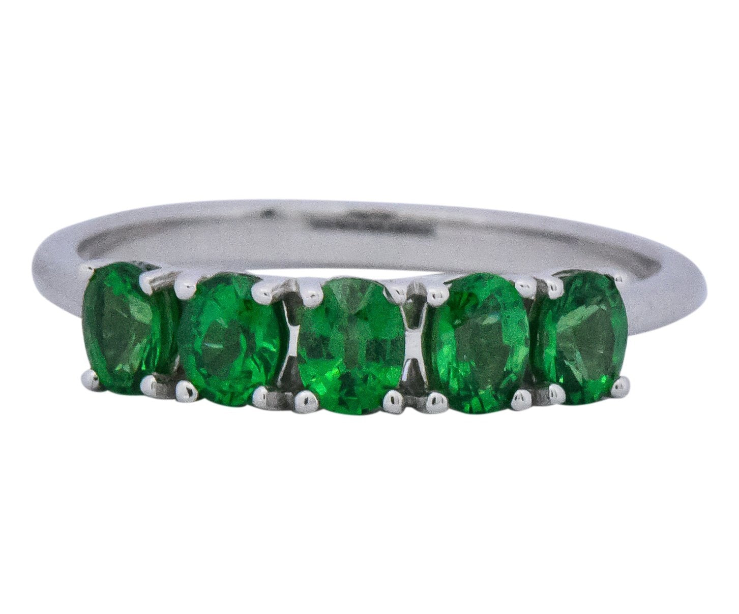Contemporary 1.25 CTW Tsavorite Garnet 14 Karat White Gold Ring Wilson's Estate Jewelry