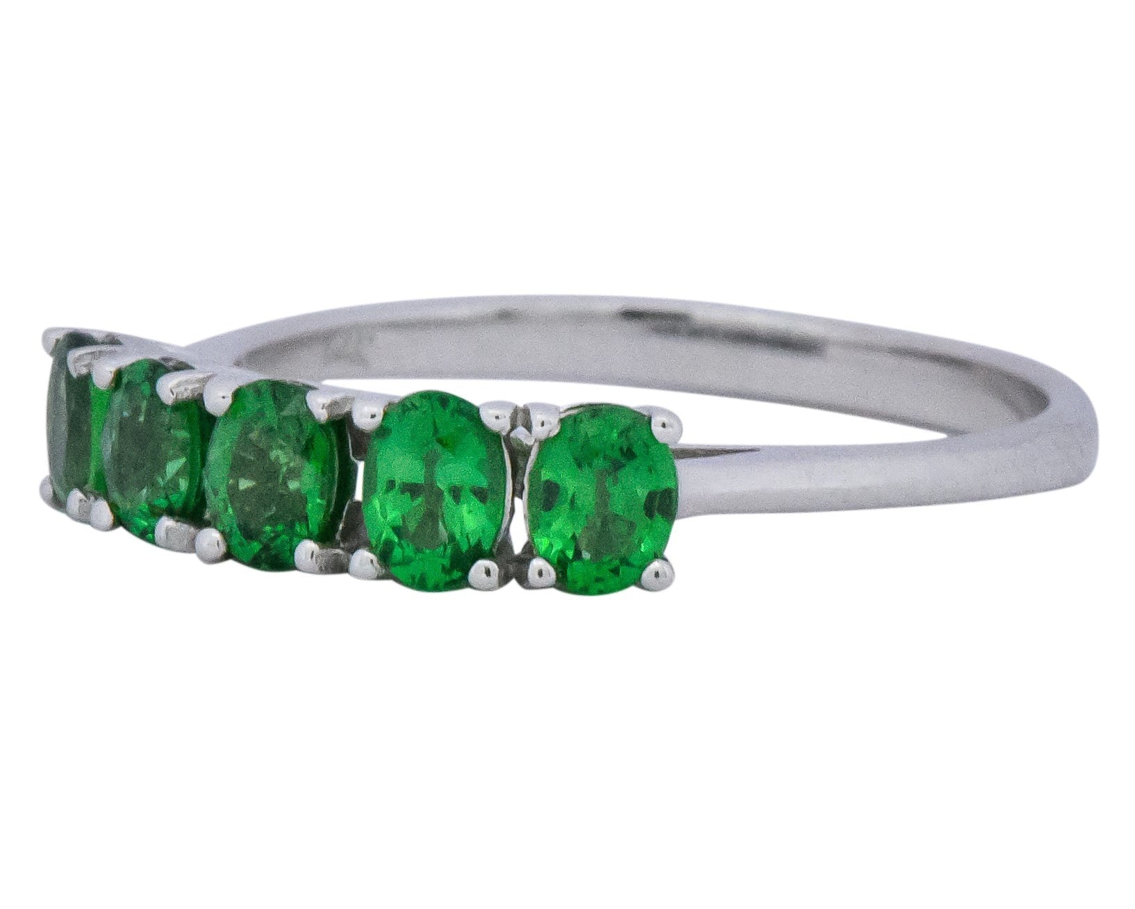 Contemporary 1.25 CTW Tsavorite Garnet 14 Karat White Gold Ring Wilson's Estate Jewelry