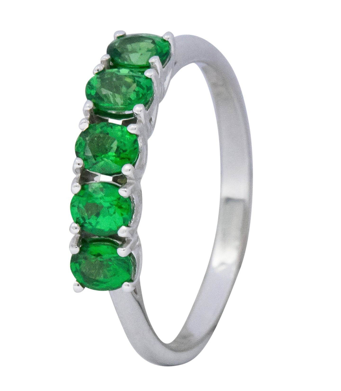 Contemporary 1.25 CTW Tsavorite Garnet 14 Karat White Gold Ring Wilson's Estate Jewelry