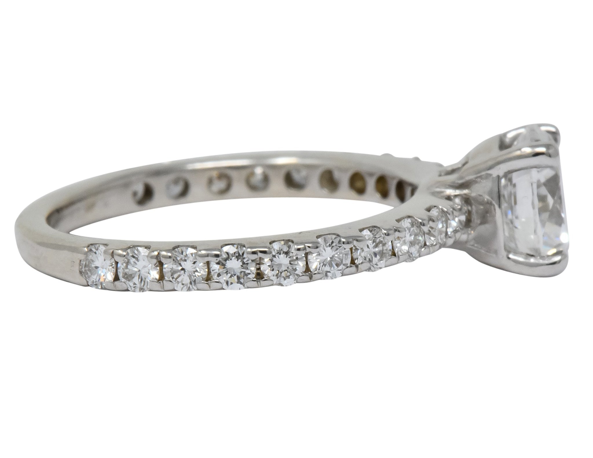 Contemporary 1.44 CTW Diamond 14 Karat White Gold Engagement Ring GIA - Wilson's Estate Jewelry