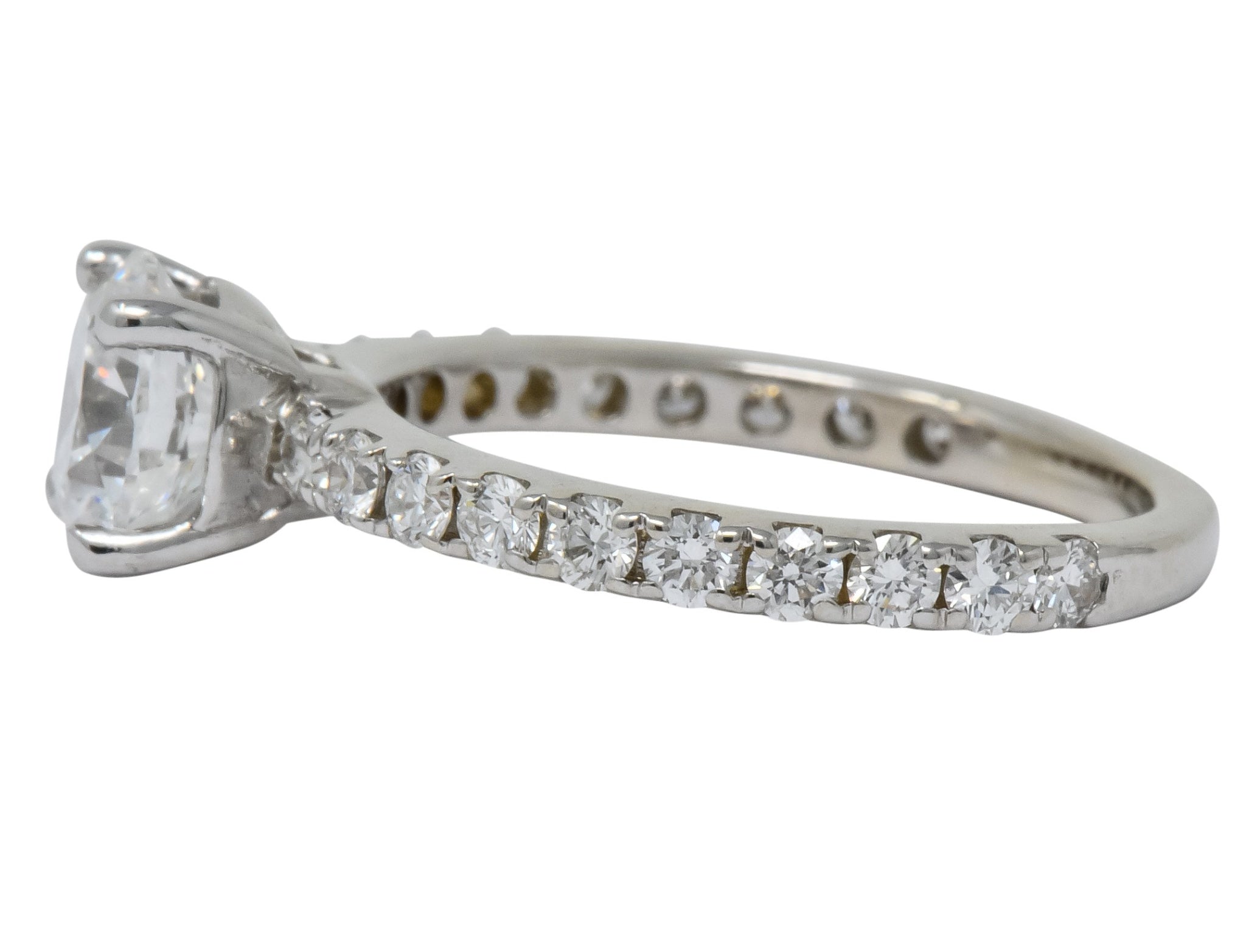 Contemporary 1.44 CTW Diamond 14 Karat White Gold Engagement Ring GIA - Wilson's Estate Jewelry