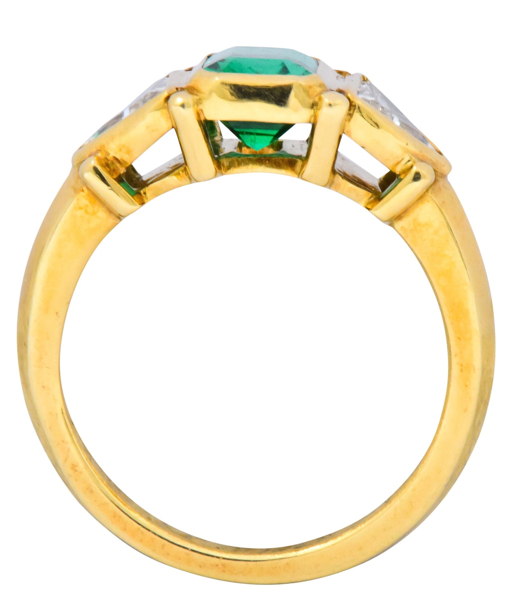 Contemporary 1.90 CTW Emerald Diamond 18 Karat Gold Ring Wilson's Estate Jewelry