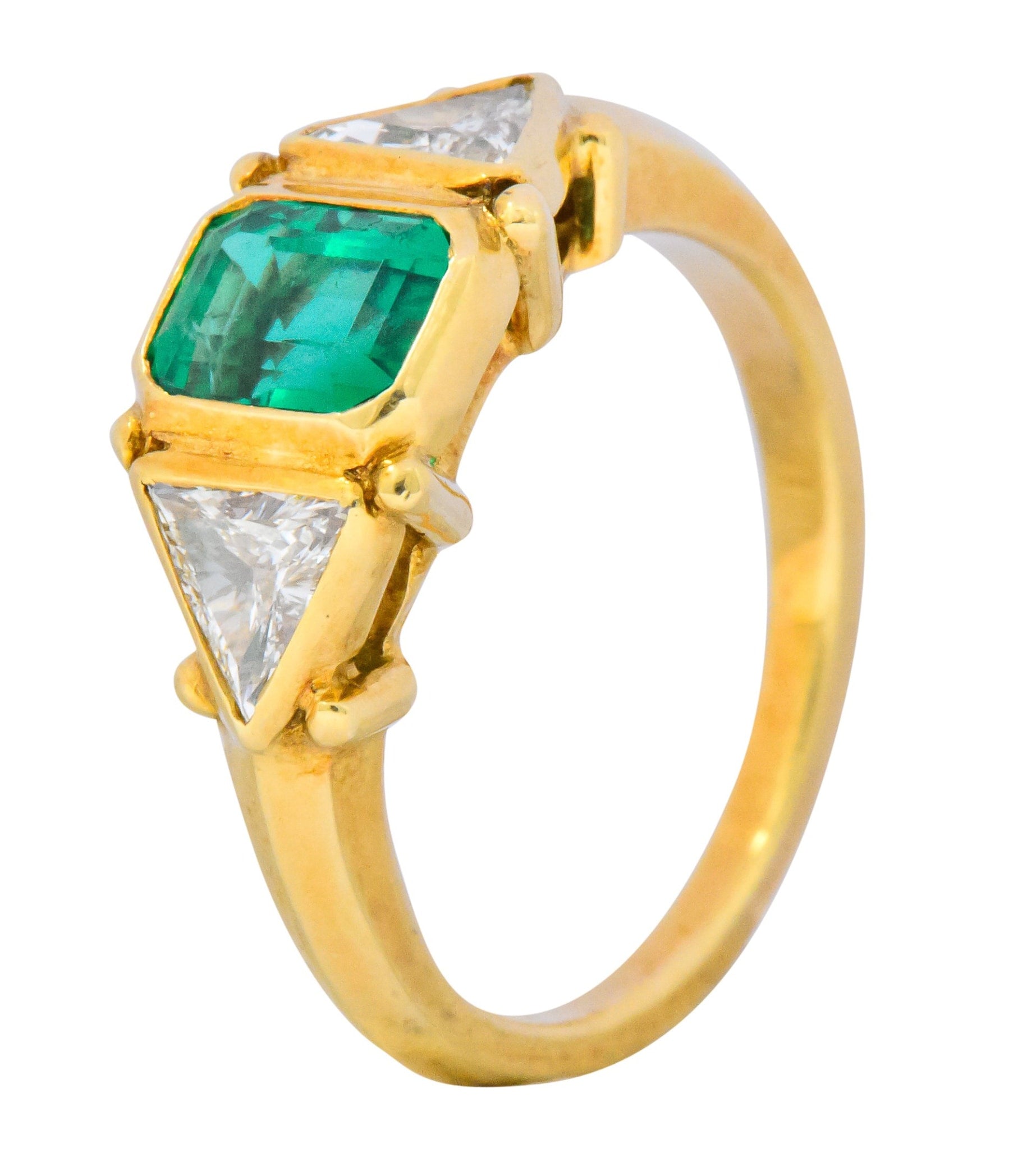 Contemporary 1.90 CTW Emerald Diamond 18 Karat Gold Ring Wilson's Estate Jewelry