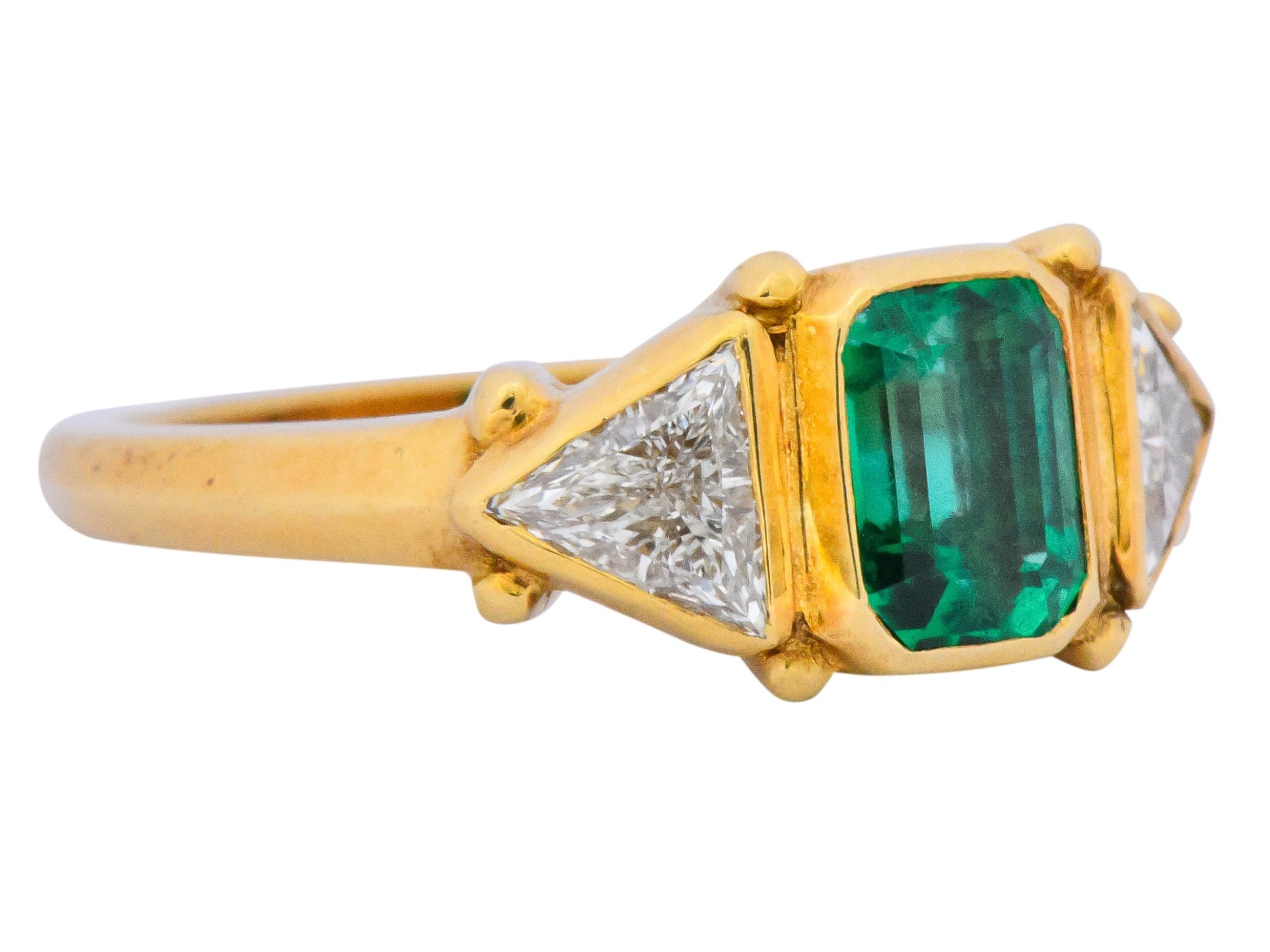 Contemporary 1.90 CTW Emerald Diamond 18 Karat Gold Ring Wilson's Estate Jewelry